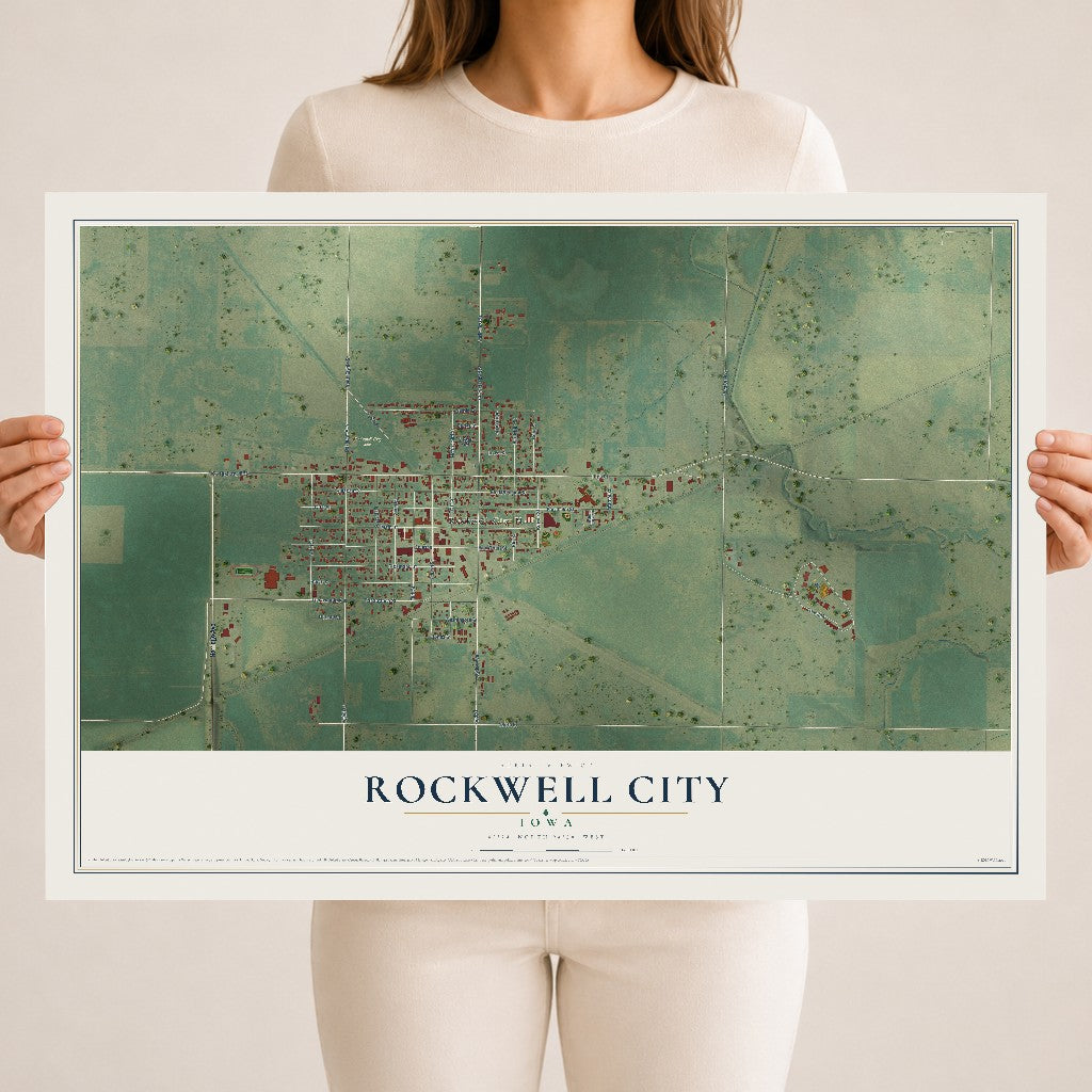 Map of Rockwell City, Iowa, 18 x 24 inch unframed archival matte print