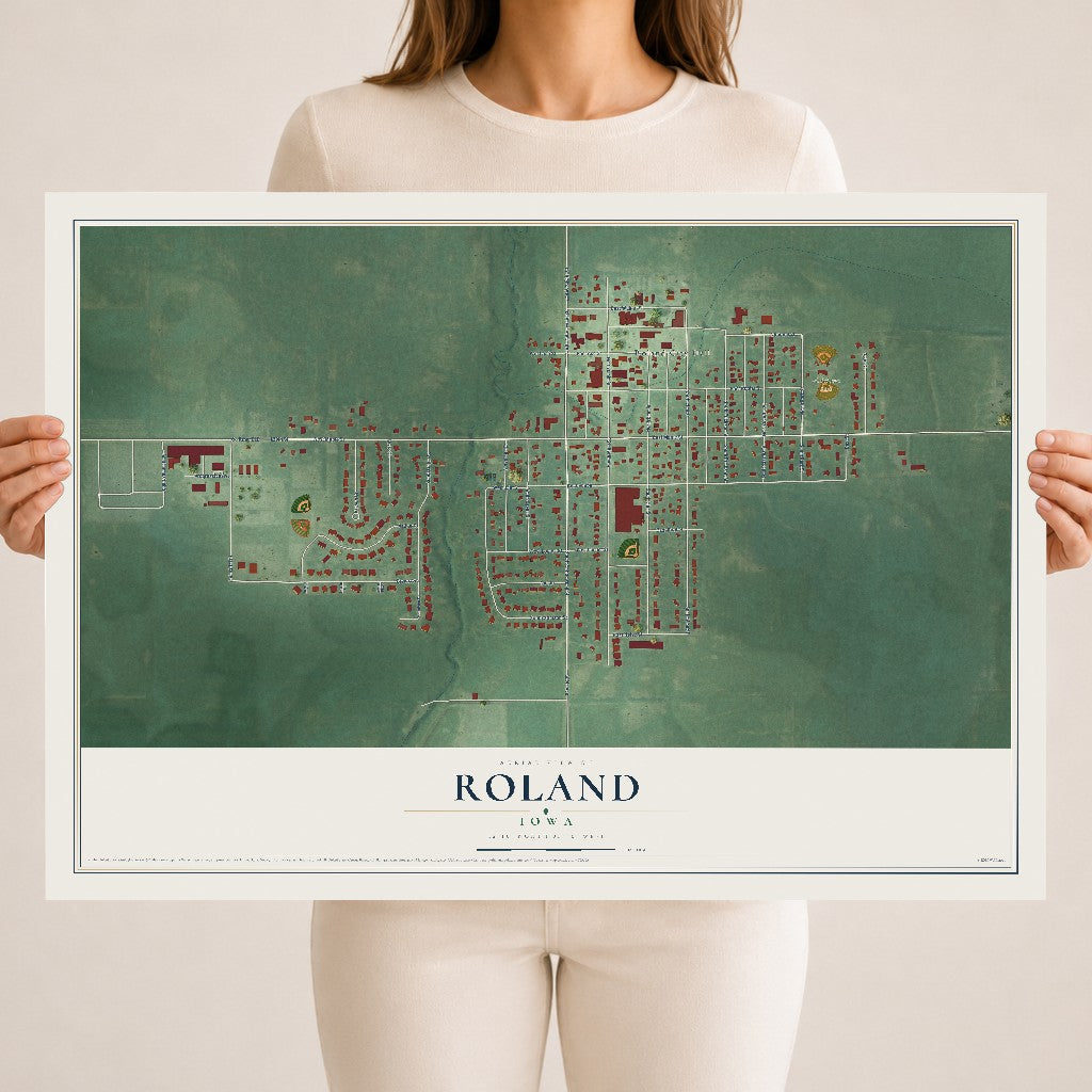 Map of Roland, Iowa, 18 x 24 inch unframed archival matte print