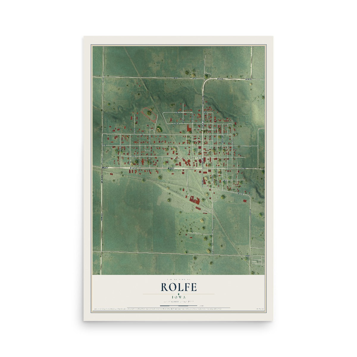 Map of Rolfe, Iowa, 12 x 18 inch unframed archival matte print