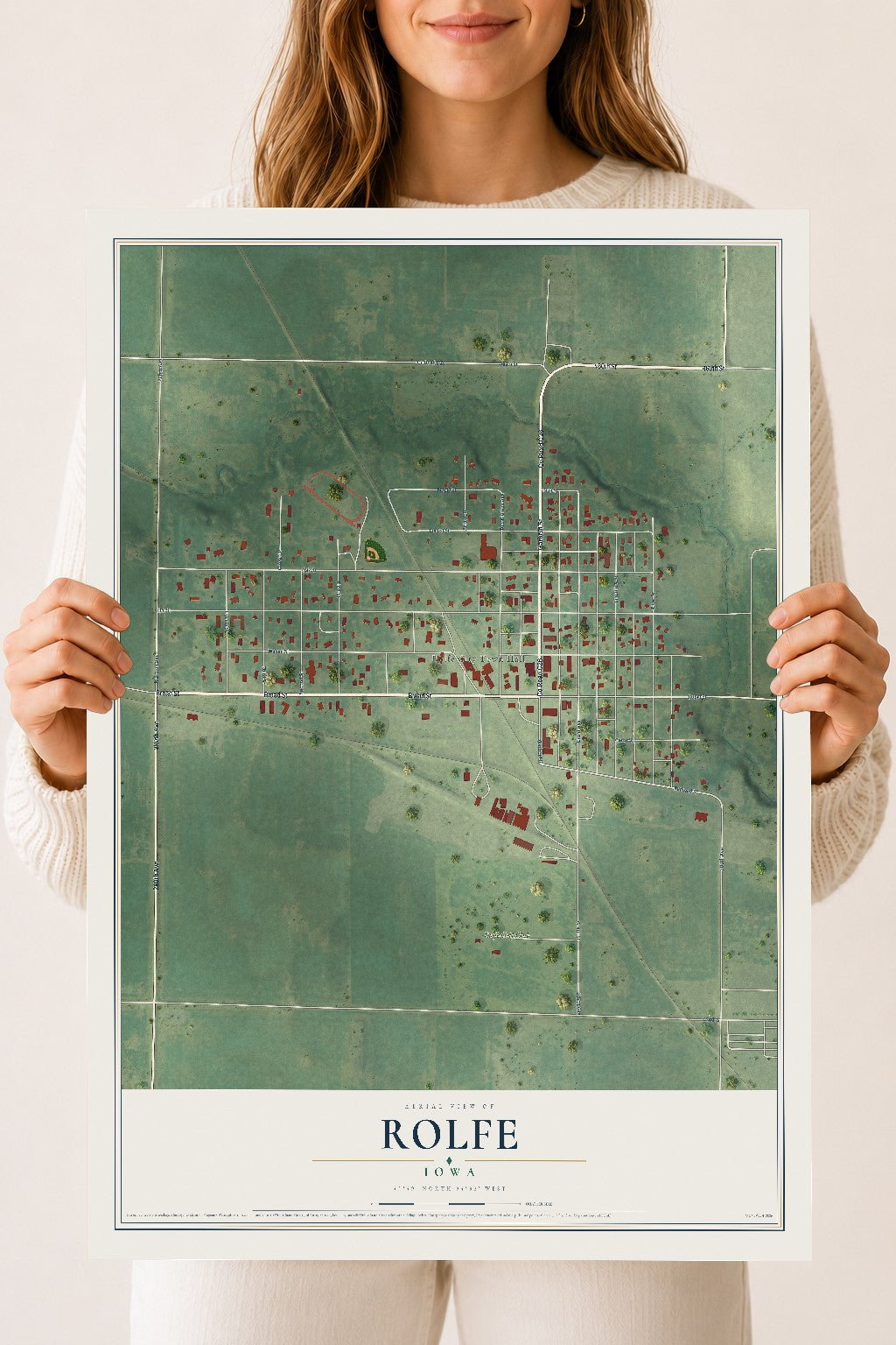 Map of Rolfe, Iowa, 18 x 24 inch unframed archival matte print