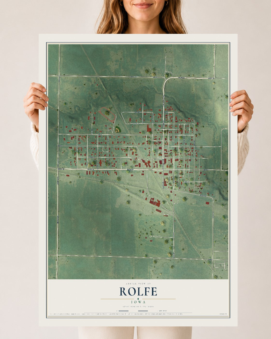 Map of Rolfe, Iowa, 24 x 36 inch unframed archival matte print