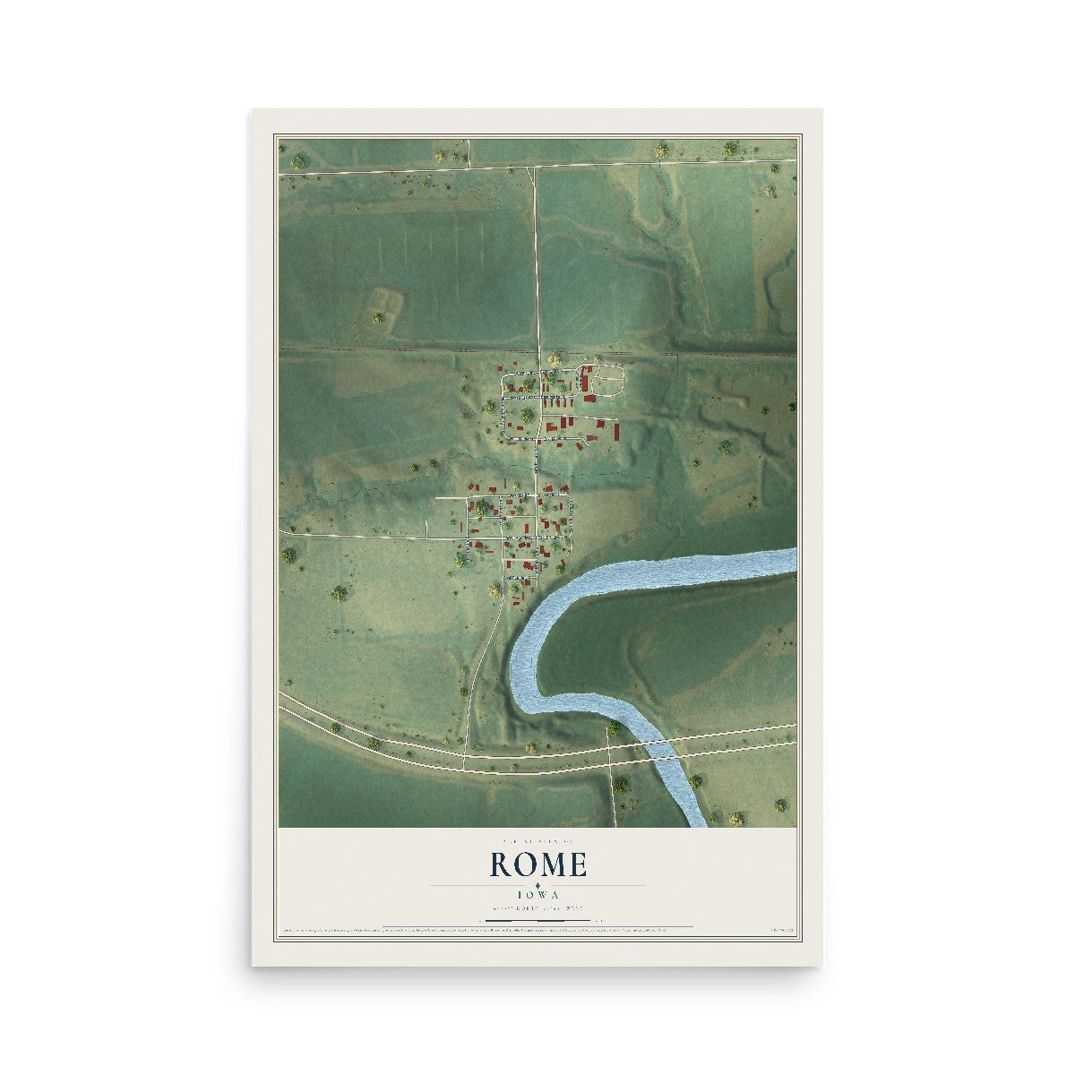 Map of Rome, Iowa, 12 x 18 inch unframed archival matte print
