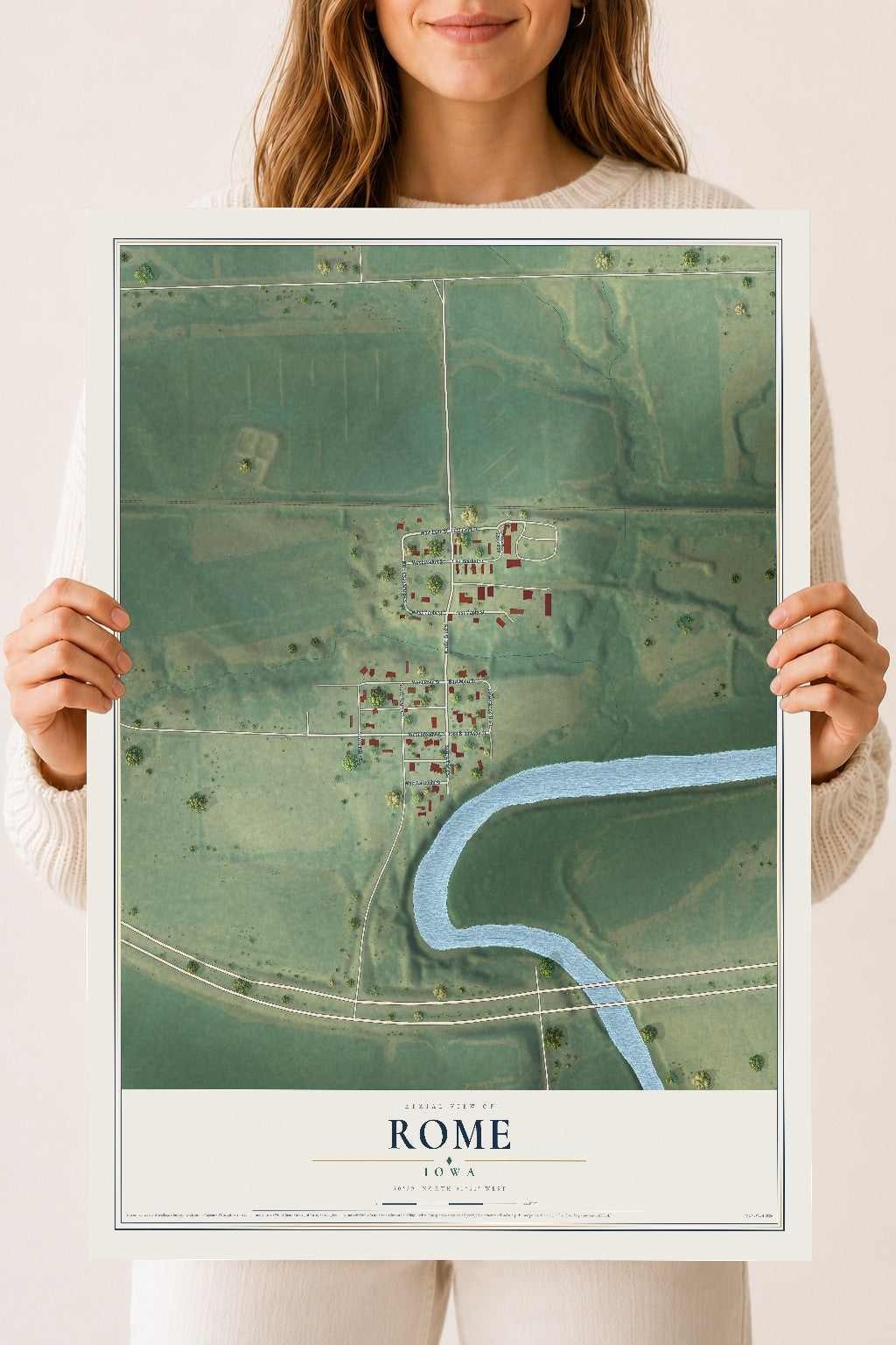 Map of Rome, Iowa, 18 x 24 inch unframed archival matte print