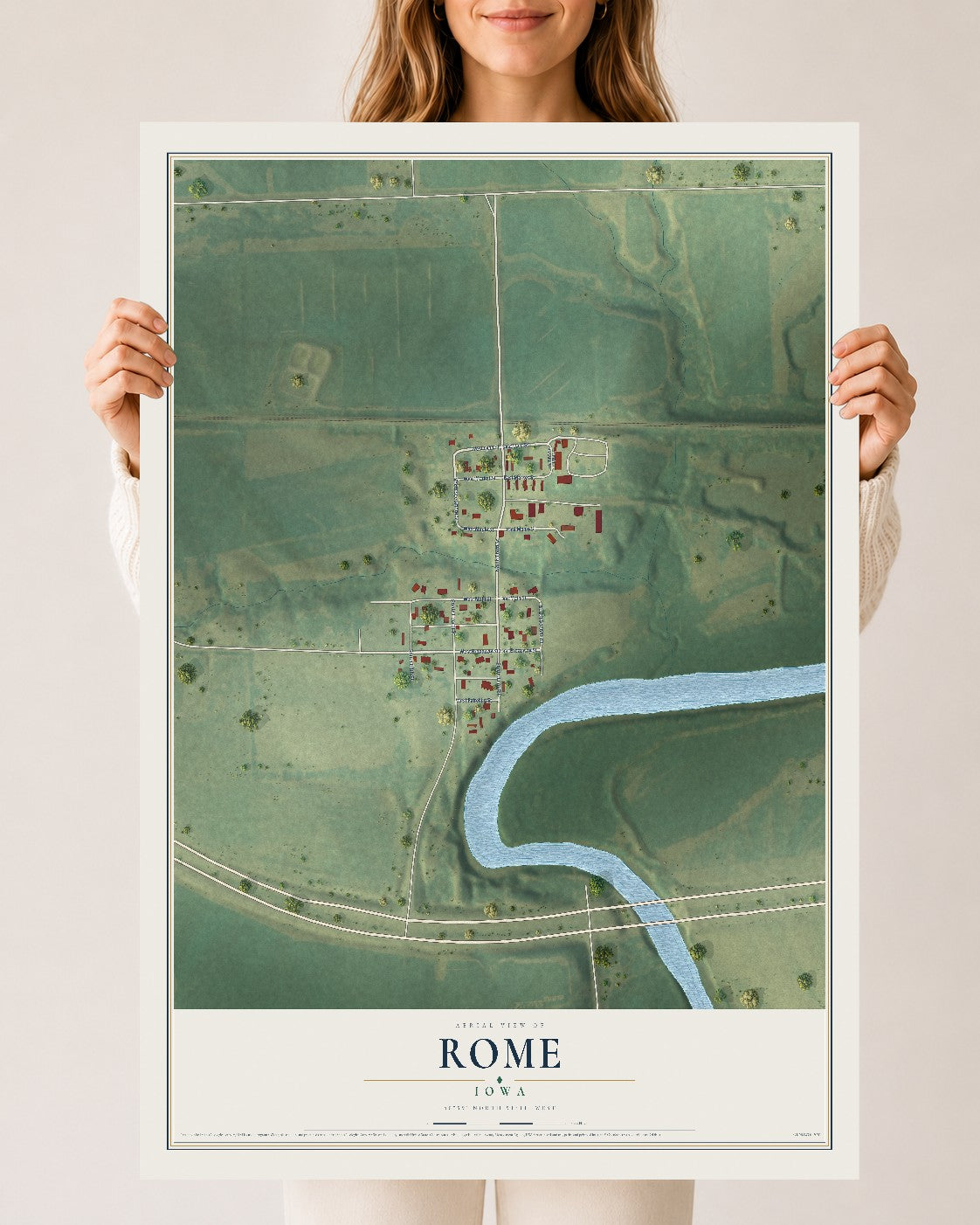 Map of Rome, Iowa, 24 x 36 inch unframed archival matte print