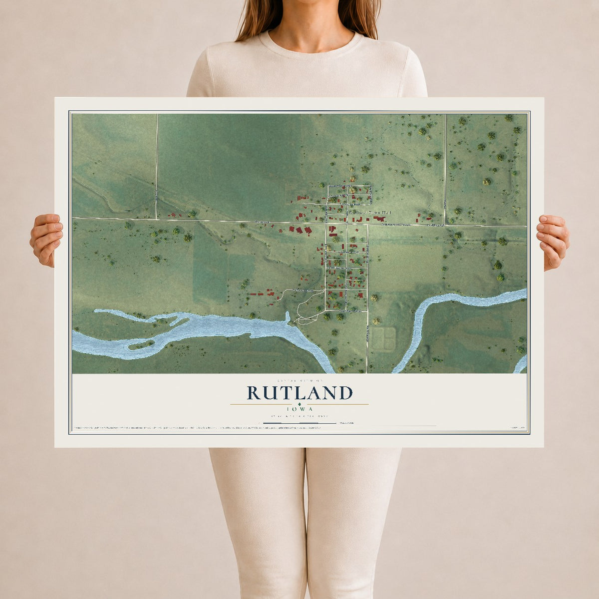 Map of Rutland, Iowa, 24 x 36 inch unframed archival matte print