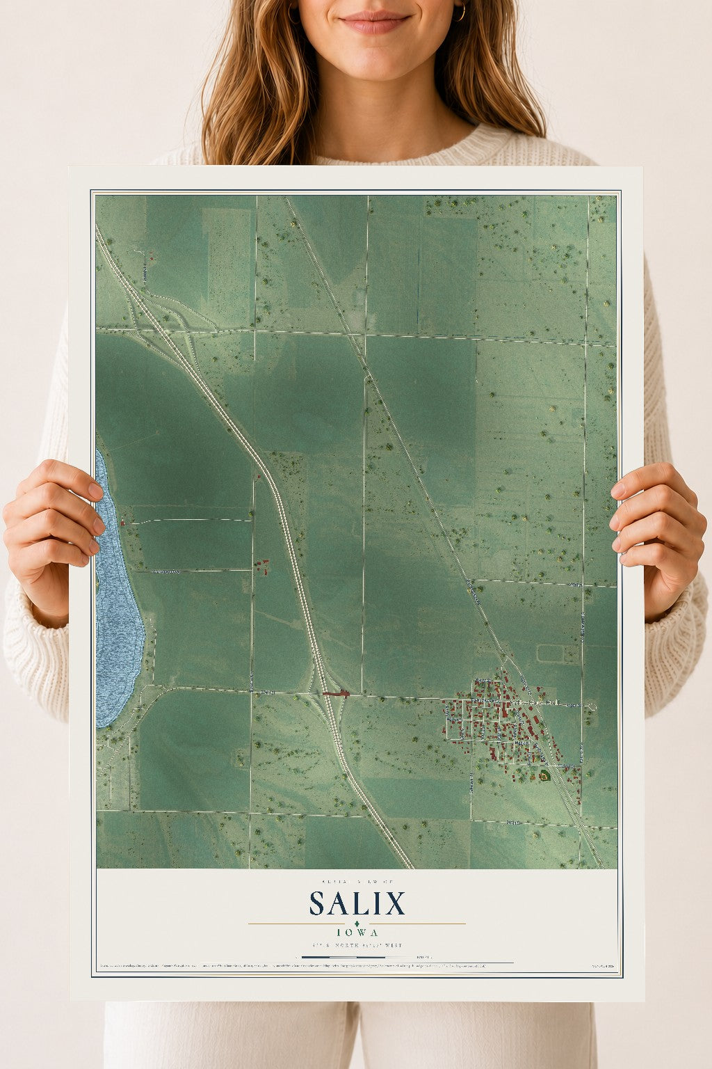 Map of Salix, Iowa, 18 x 24 inch unframed archival matte print