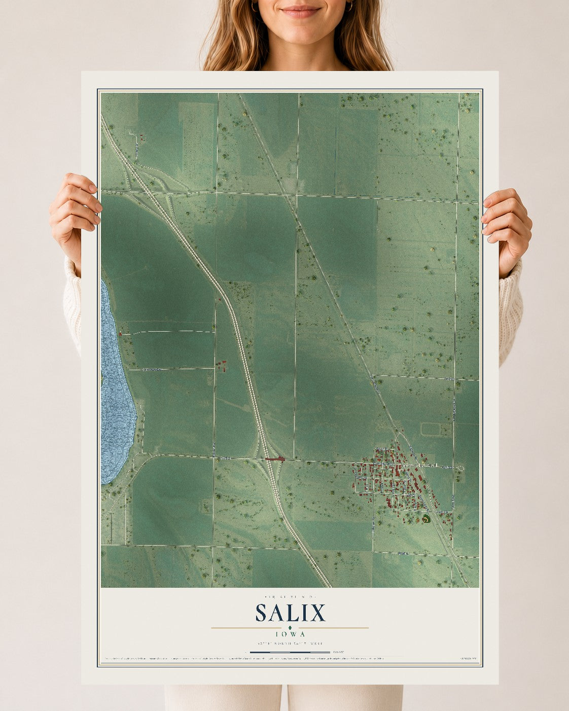 Map of Salix, Iowa, 24 x 36 inch unframed archival matte print