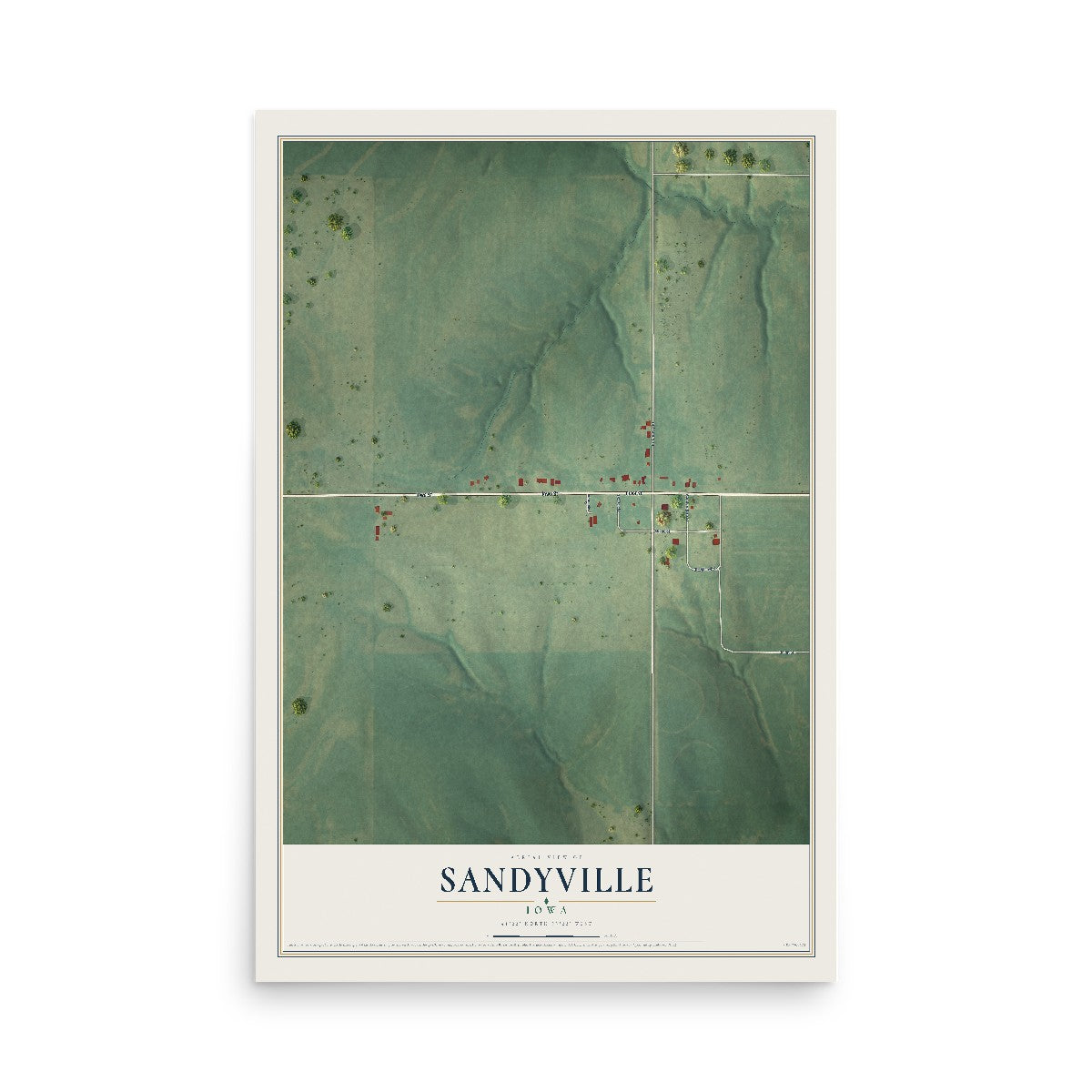 Map of Sandyville, Iowa, 12 x 18 inch unframed archival matte print
