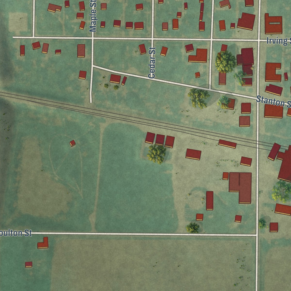 Second close-up of the map of Scranton, Iowa print showing more streets and buildings