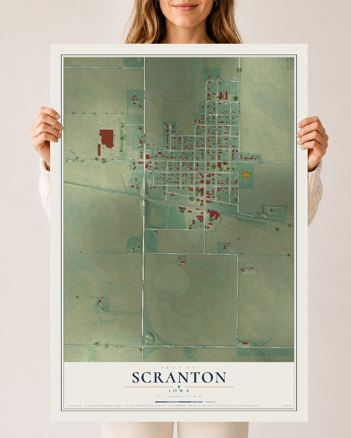 Map of Scranton, Iowa, 24 x 36 inch unframed archival matte print