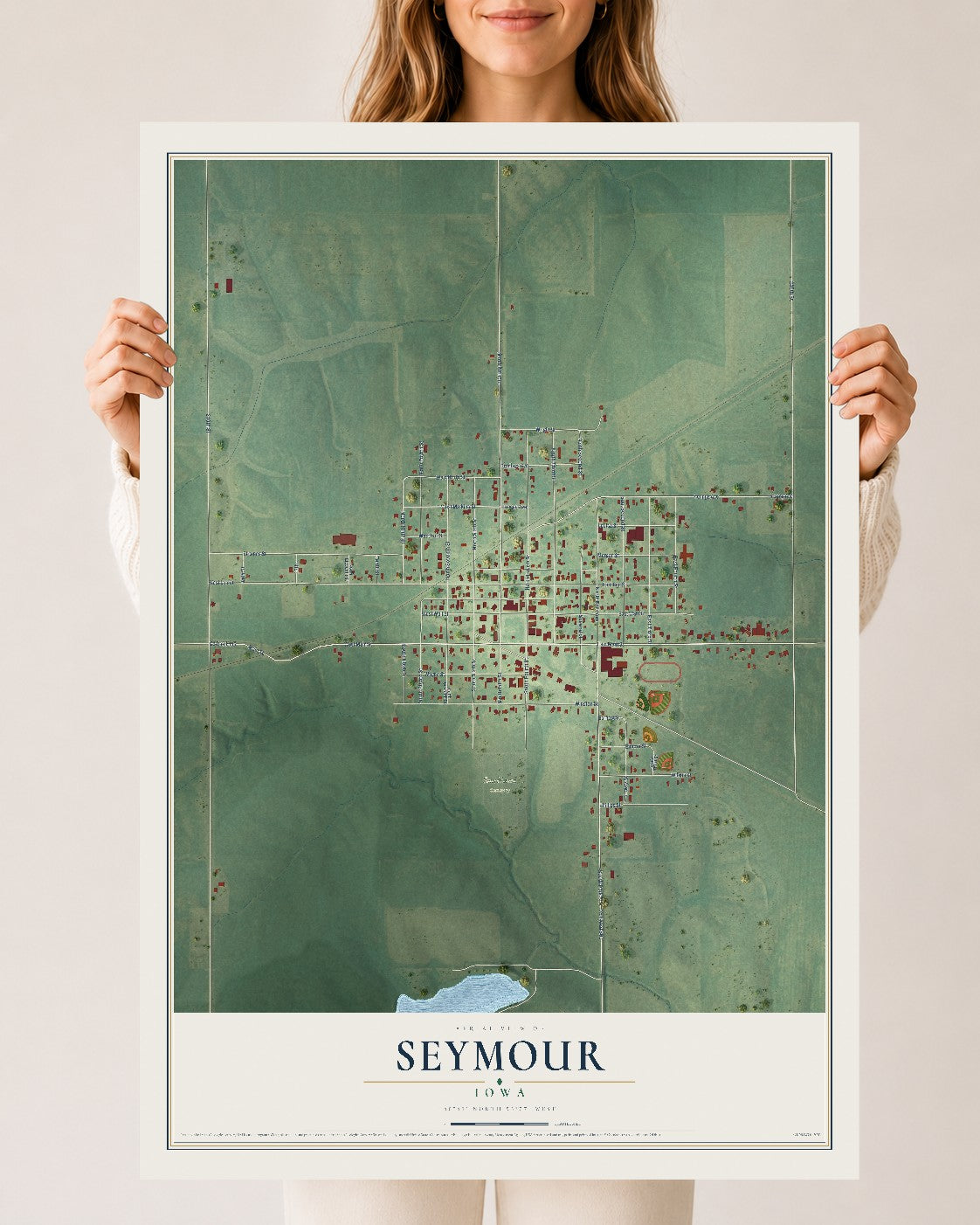 Map of Seymour, Iowa, 24 x 36 inch unframed archival matte print