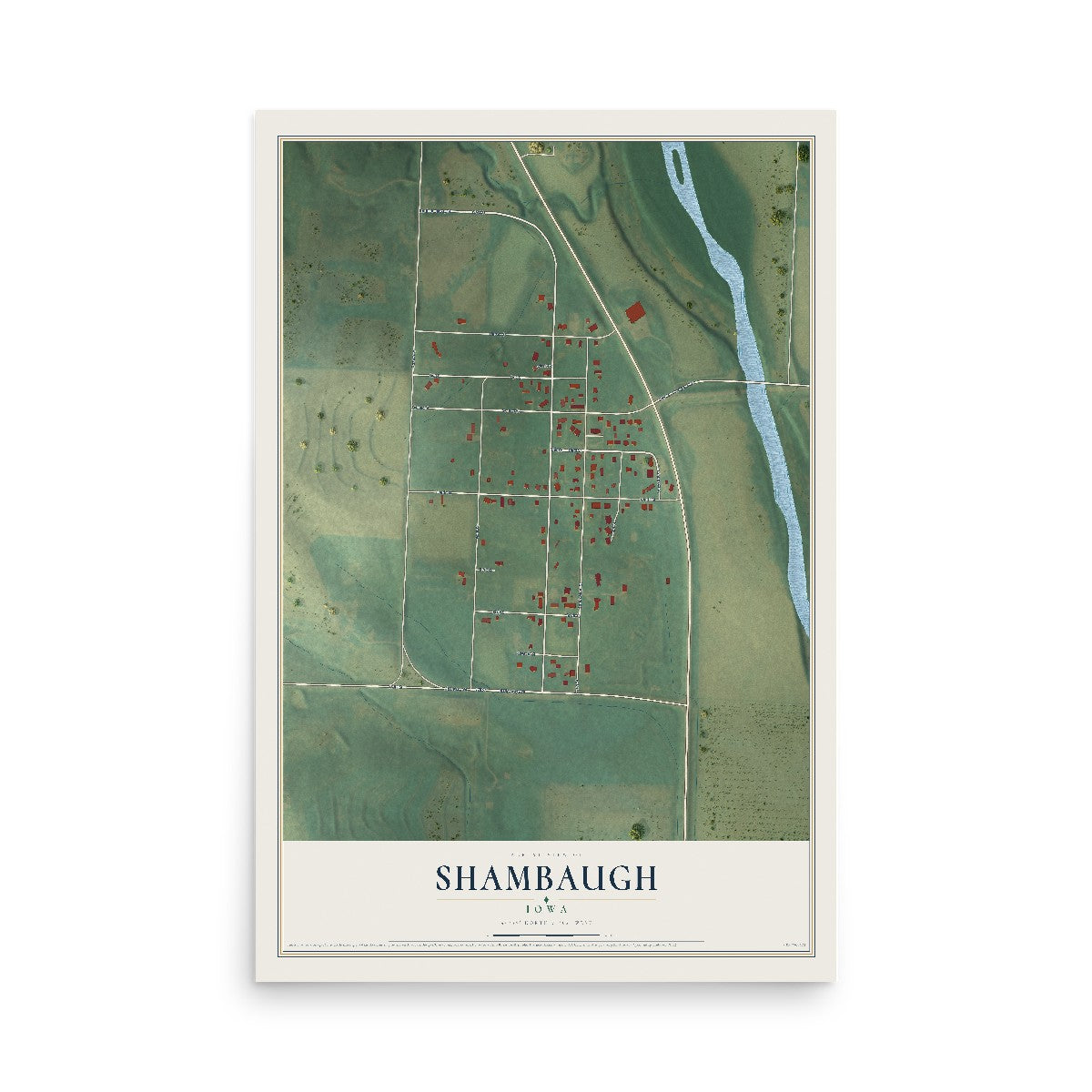 Map of Shambaugh, Iowa, 12 x 18 inch unframed archival matte print