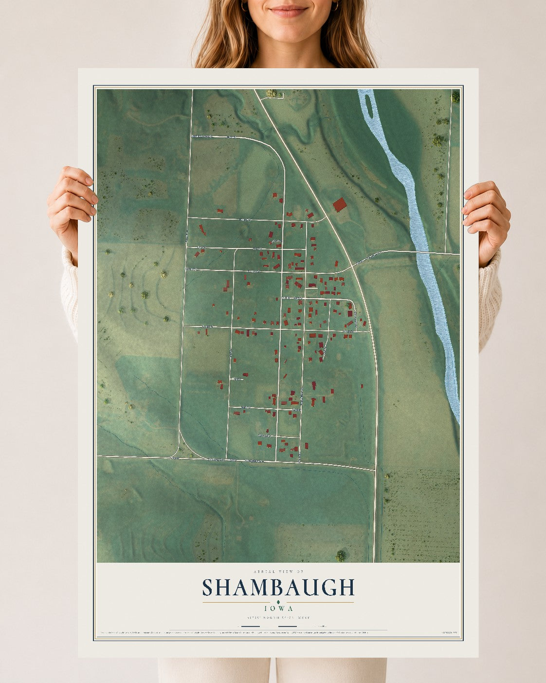 Map of Shambaugh, Iowa, 24 x 36 inch unframed archival matte print