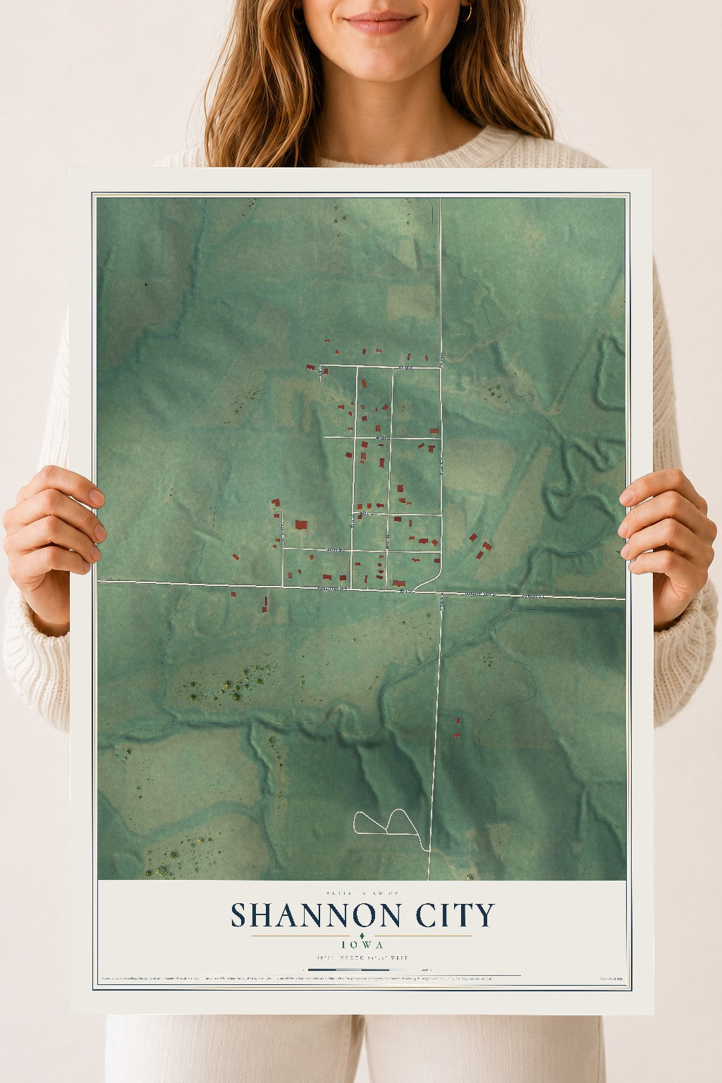Map of Shannon City, Iowa, 18 x 24 inch unframed archival matte print