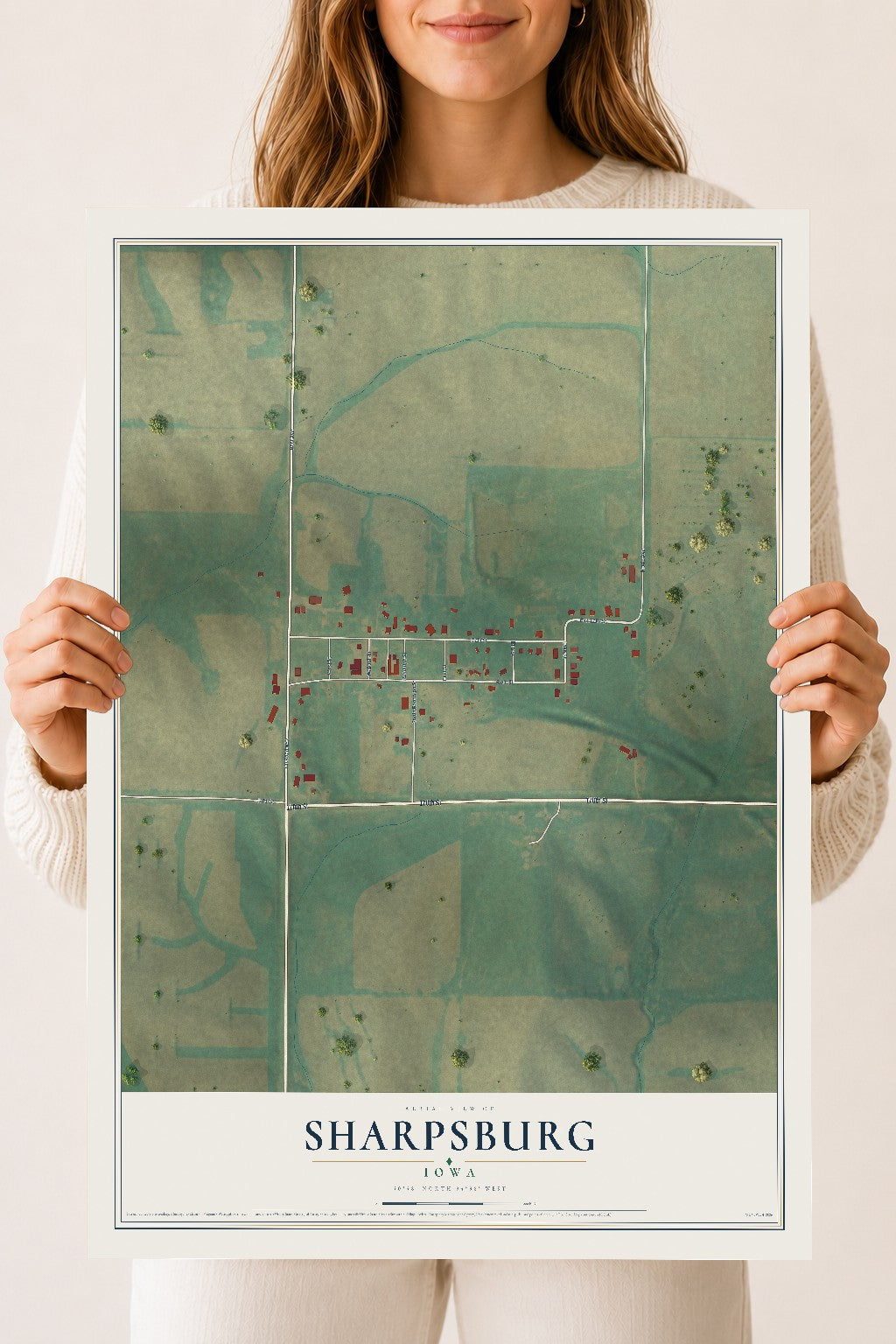 Map of Sharpsburg, Iowa, 18 x 24 inch unframed archival matte print