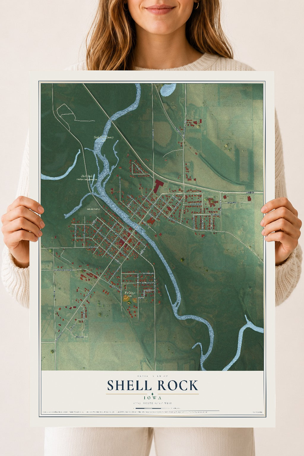 Map of Shell Rock, Iowa, 18 x 24 inch unframed archival matte print