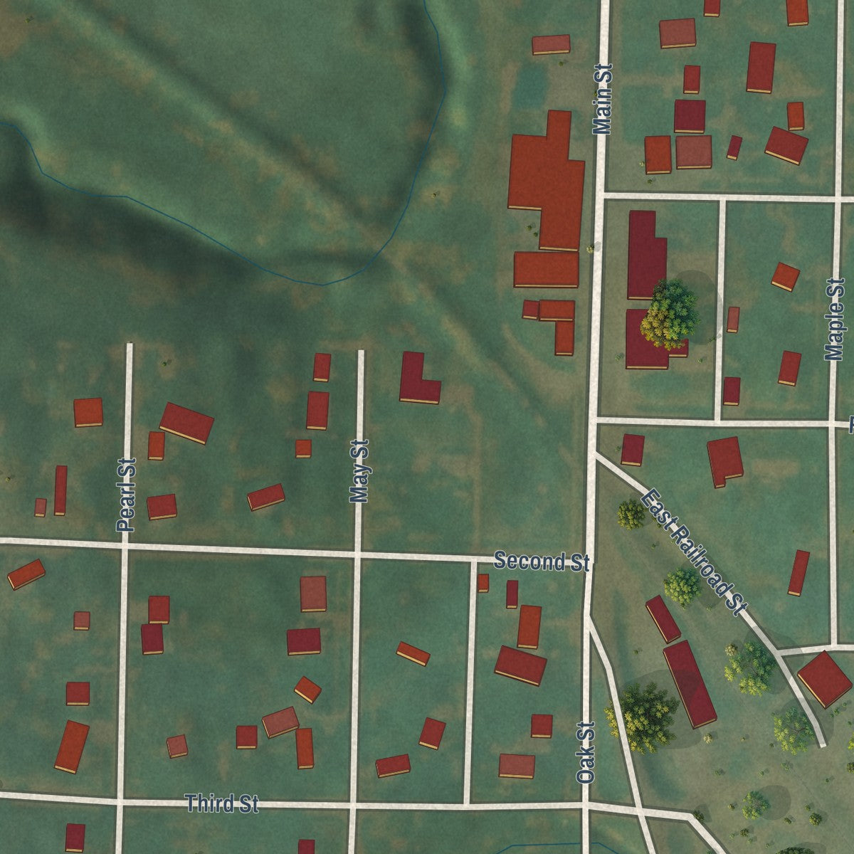 Close-up of the map of Silver City, Iowa print showing street and building detail