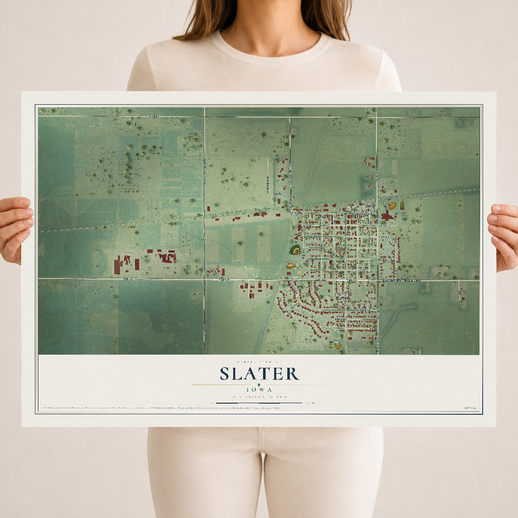 Map of Slater, Iowa, 18 x 24 inch unframed archival matte print