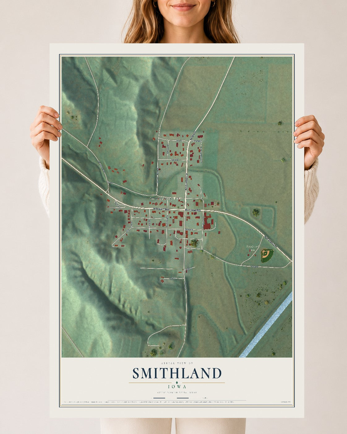 Map of Smithland, Iowa, 24 x 36 inch unframed archival matte print