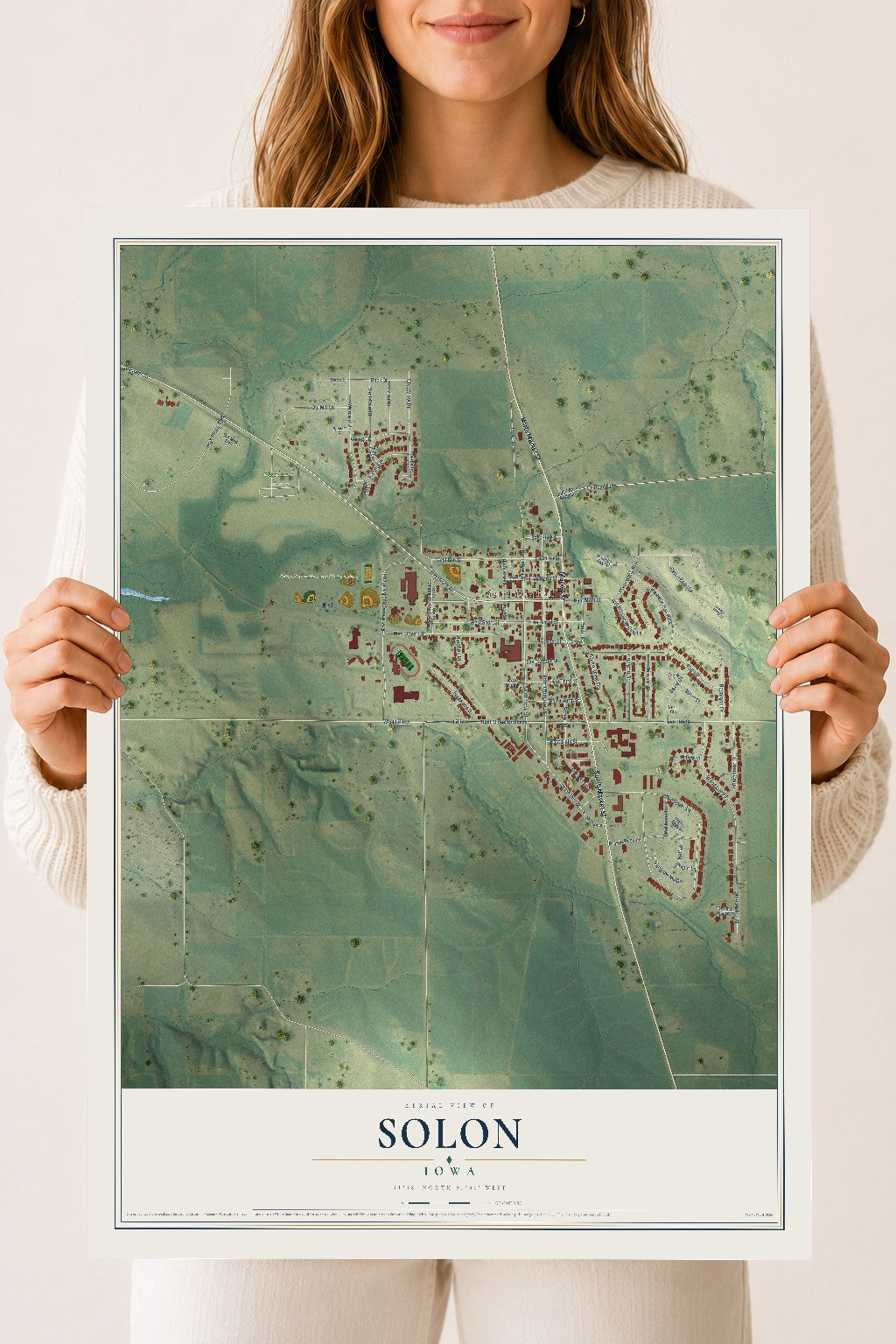 Map of Solon, Iowa, 18 x 24 inch unframed archival matte print