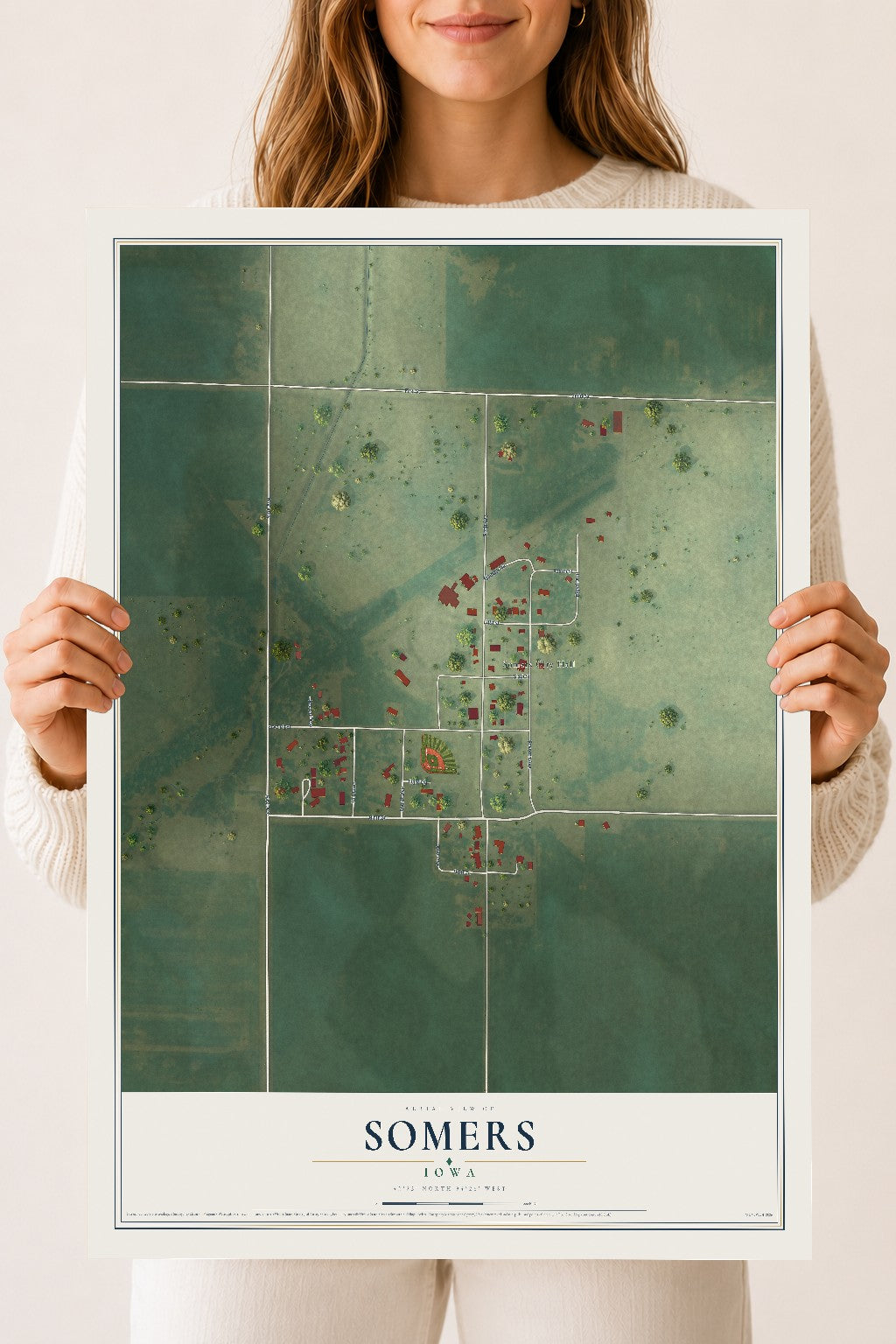 Map of Somers, Iowa, 18 x 24 inch unframed archival matte print