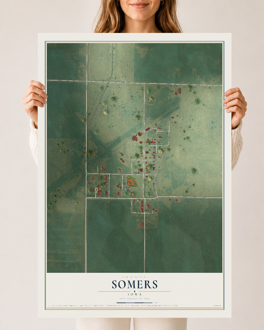 Map of Somers, Iowa, 24 x 36 inch unframed archival matte print