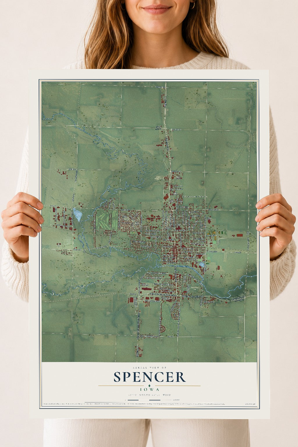 Map of Spencer, Iowa, 18 x 24 inch unframed archival matte print