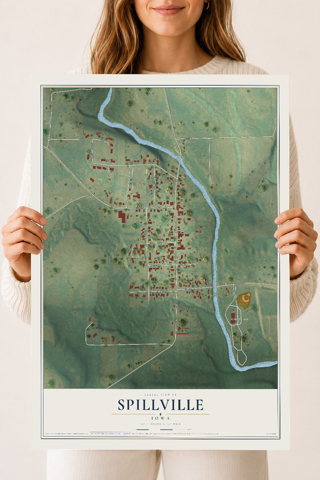 Map of Spillville, Iowa, 18 x 24 inch unframed archival matte print