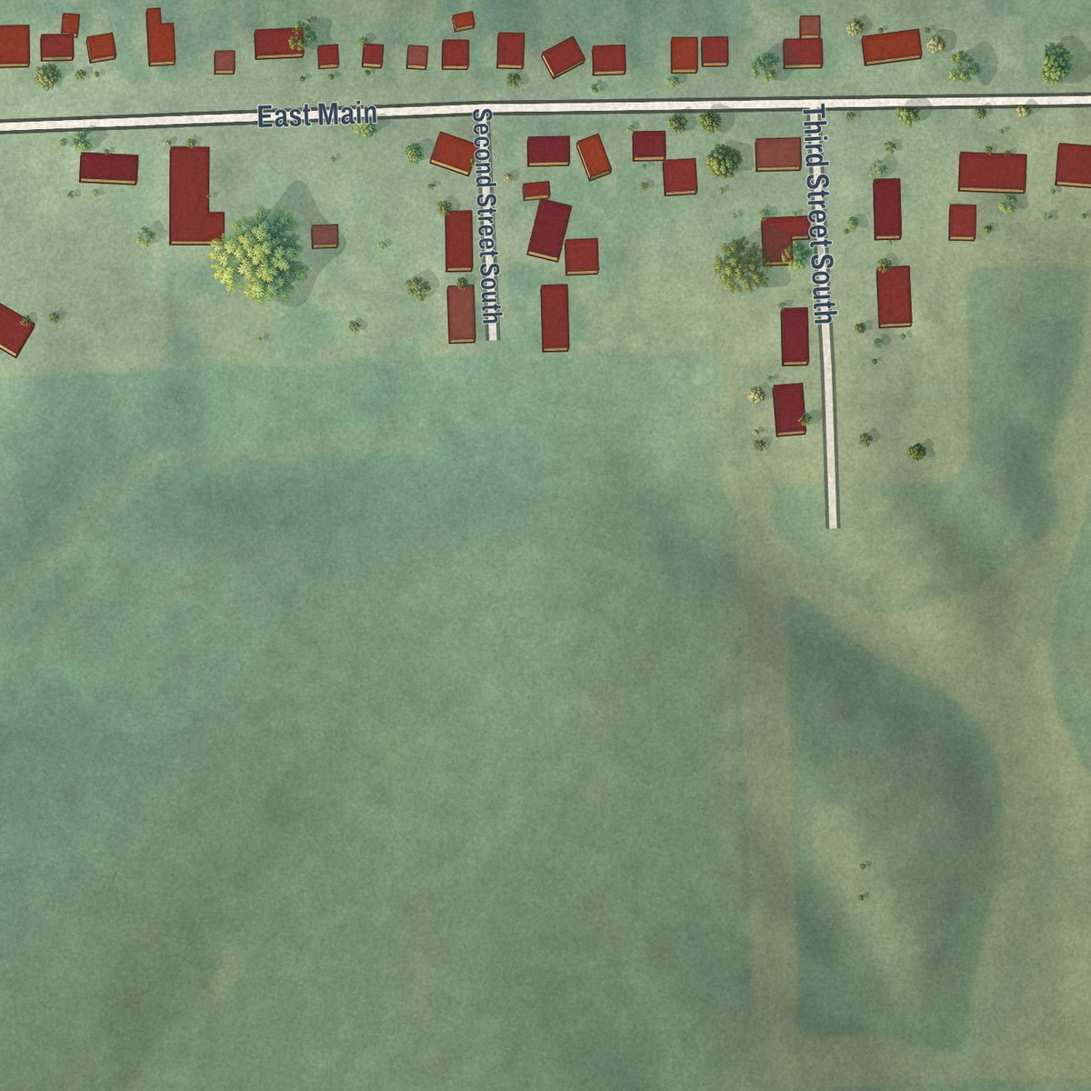 Second close-up of the map of Springbrook, Iowa print showing more streets and buildings