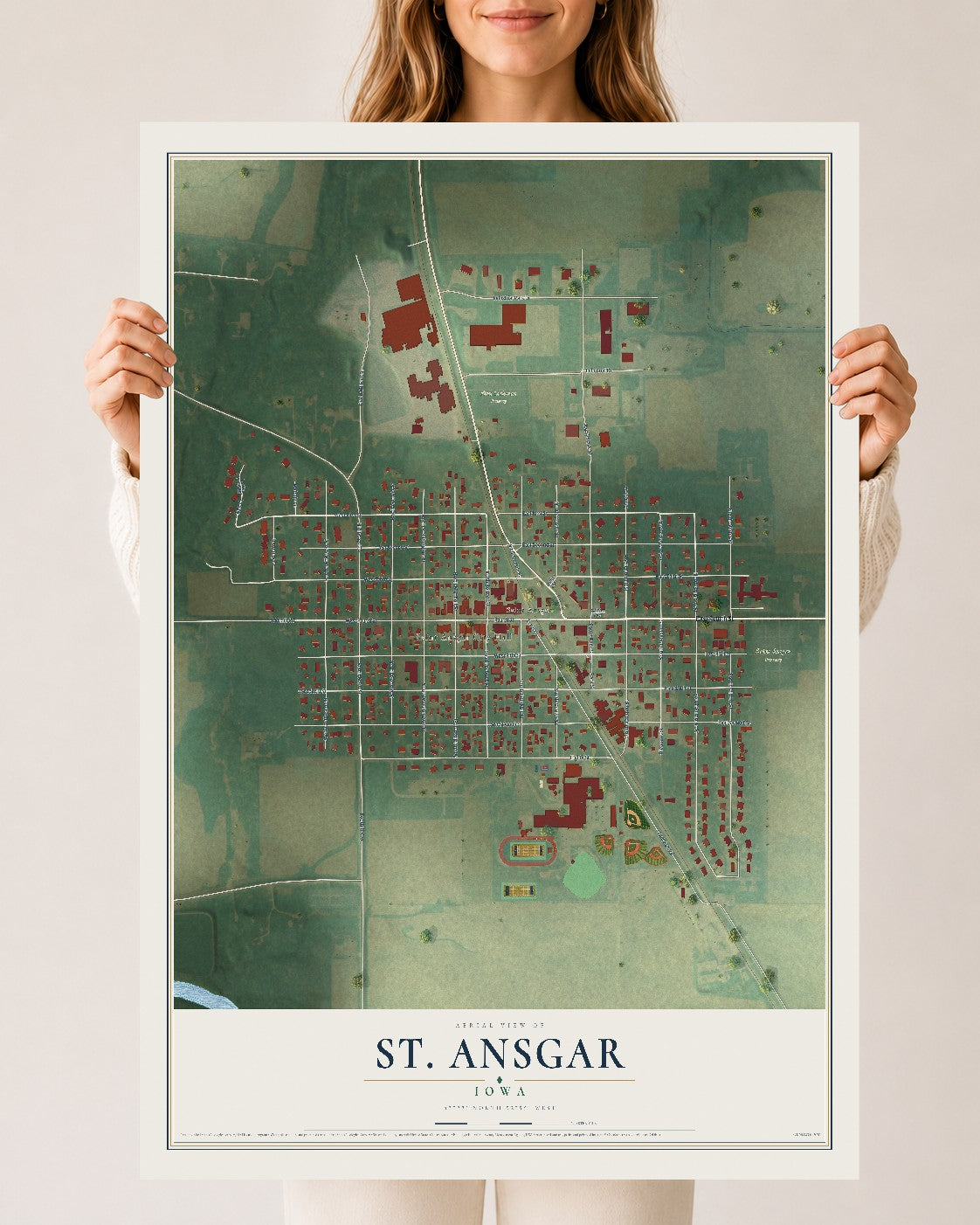 Map of St. Ansgar, Iowa, 24 x 36 inch unframed archival matte print
