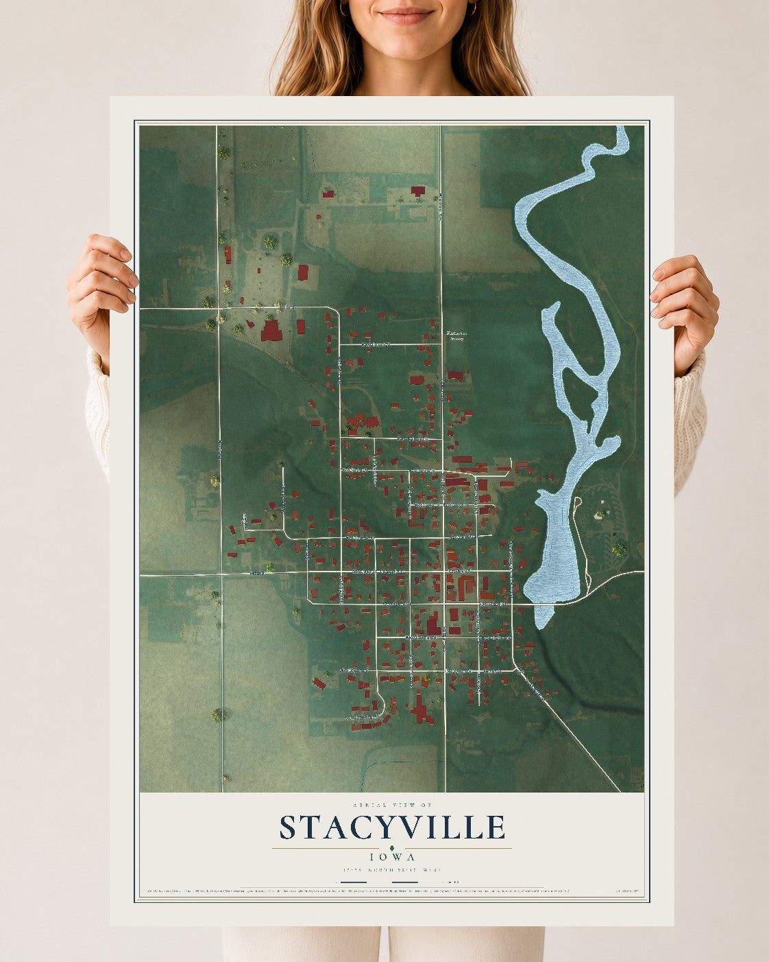 Map of Stacyville, Iowa, 24 x 36 inch unframed archival matte print