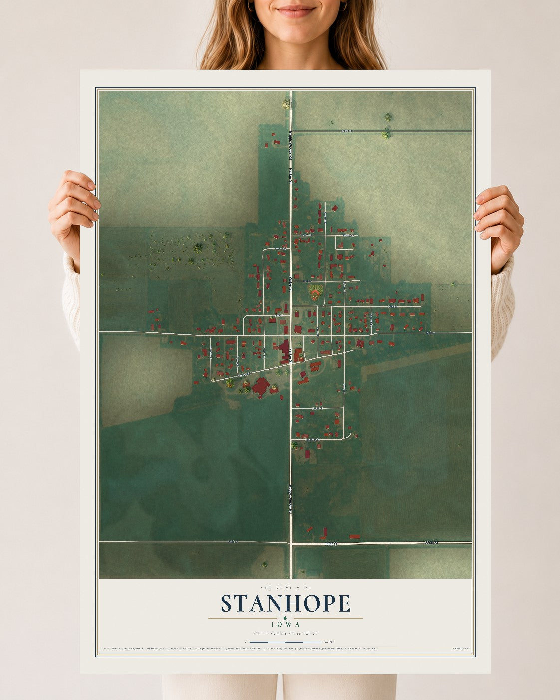 Map of Stanhope, Iowa, 24 x 36 inch unframed archival matte print
