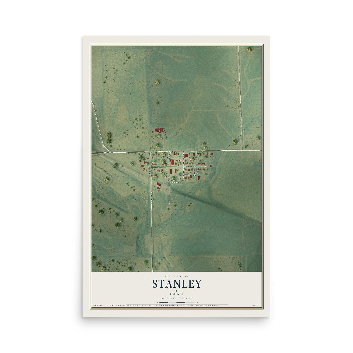 Map of Stanley, Iowa, 12 x 18 inch unframed archival matte print