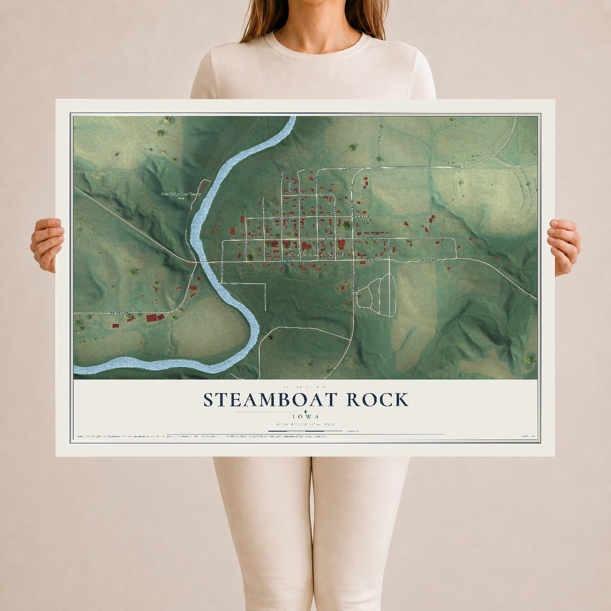 Map of Steamboat Rock, Iowa, 24 x 36 inch unframed archival matte print