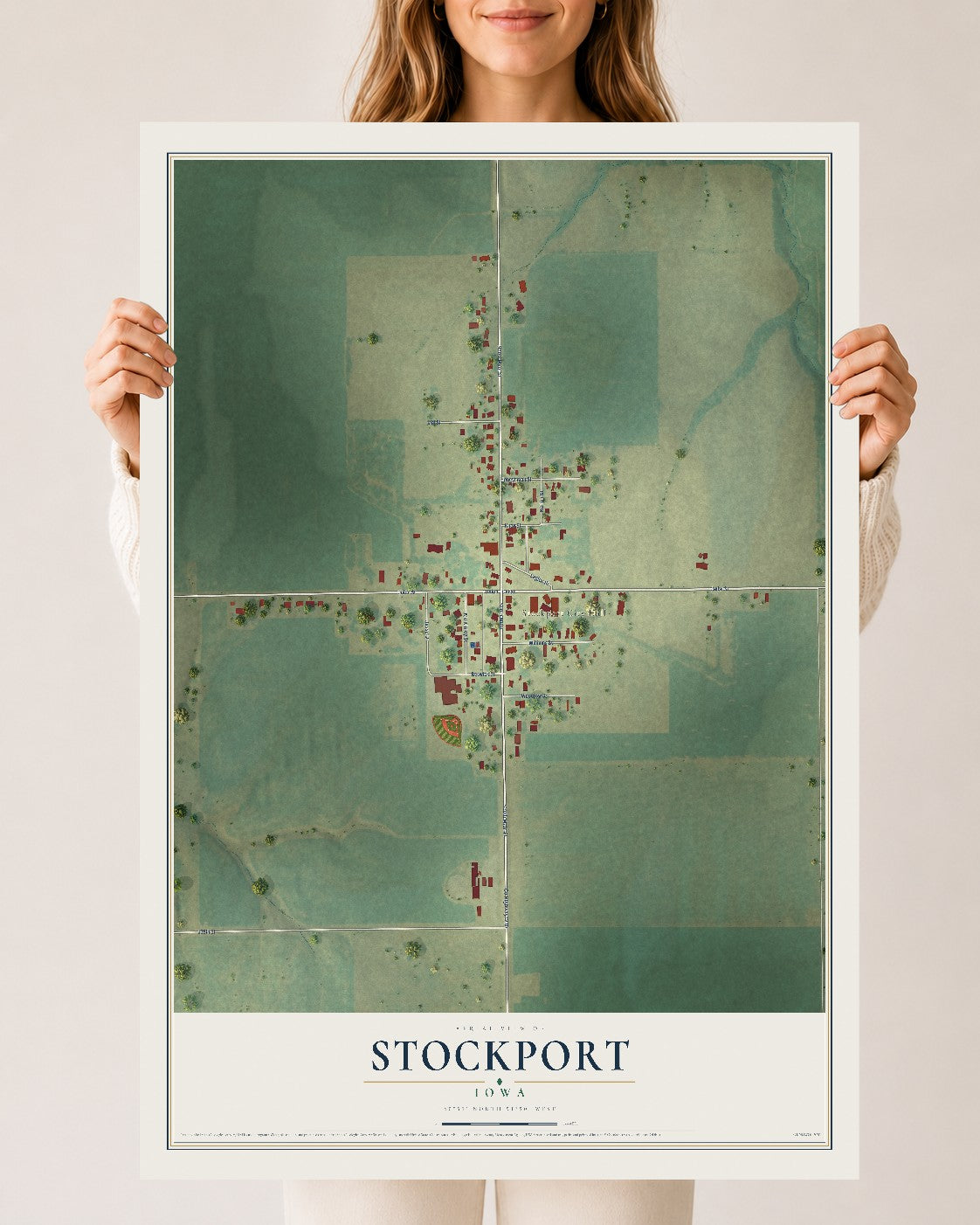 Map of Stockport, Iowa, 24 x 36 inch unframed archival matte print