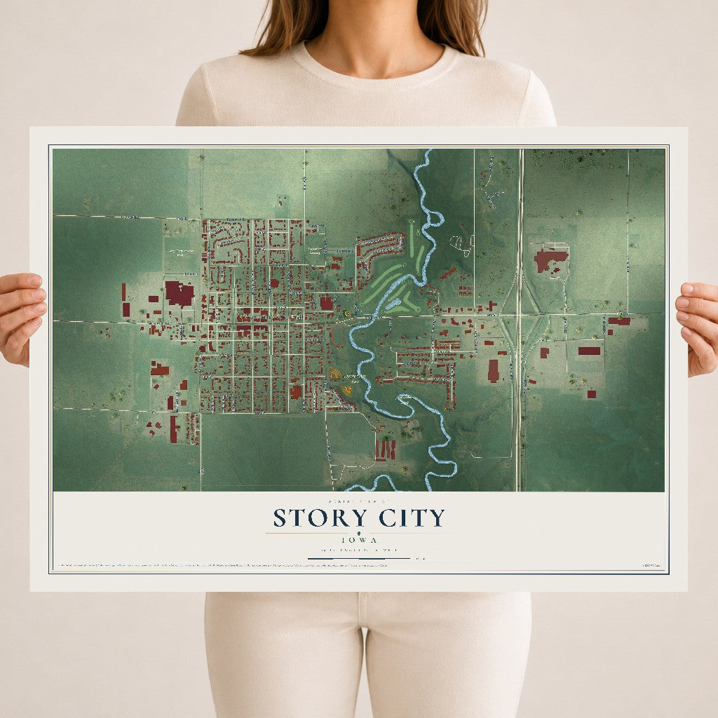 Map of Story City, Iowa, 18 x 24 inch unframed archival matte print