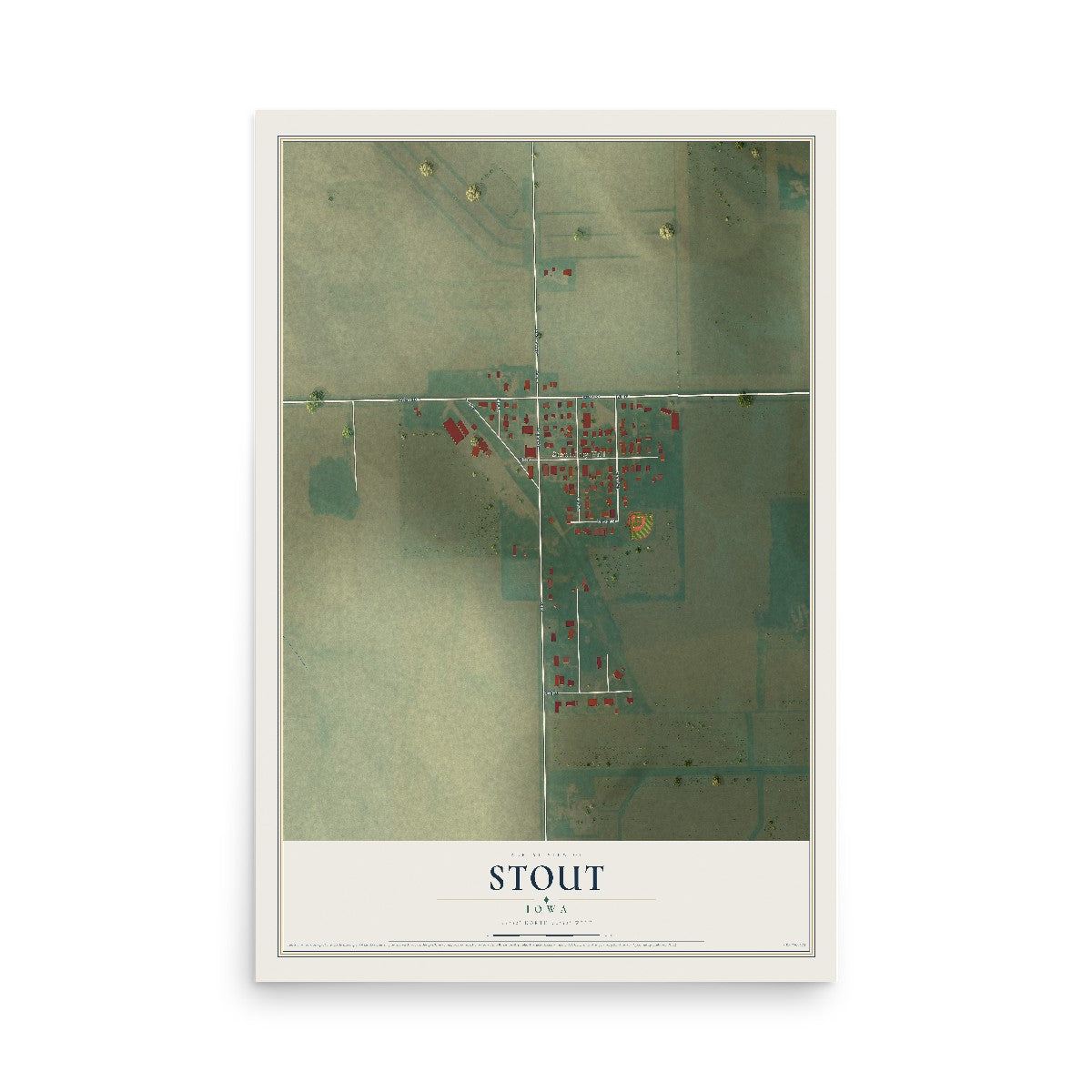 Map of Stout, Iowa, 12 x 18 inch unframed archival matte print
