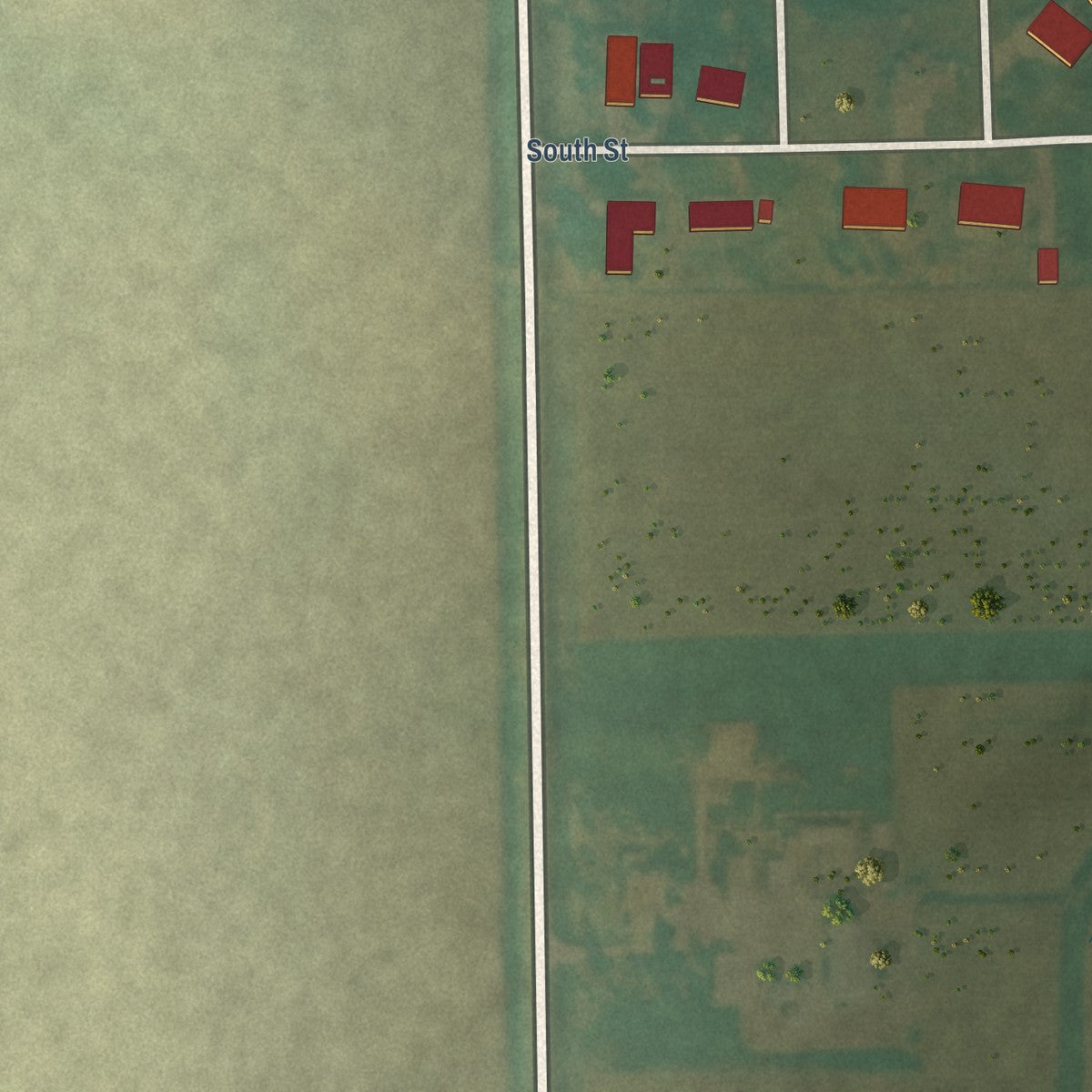Second close-up of the map of Stout, Iowa print showing more streets and buildings