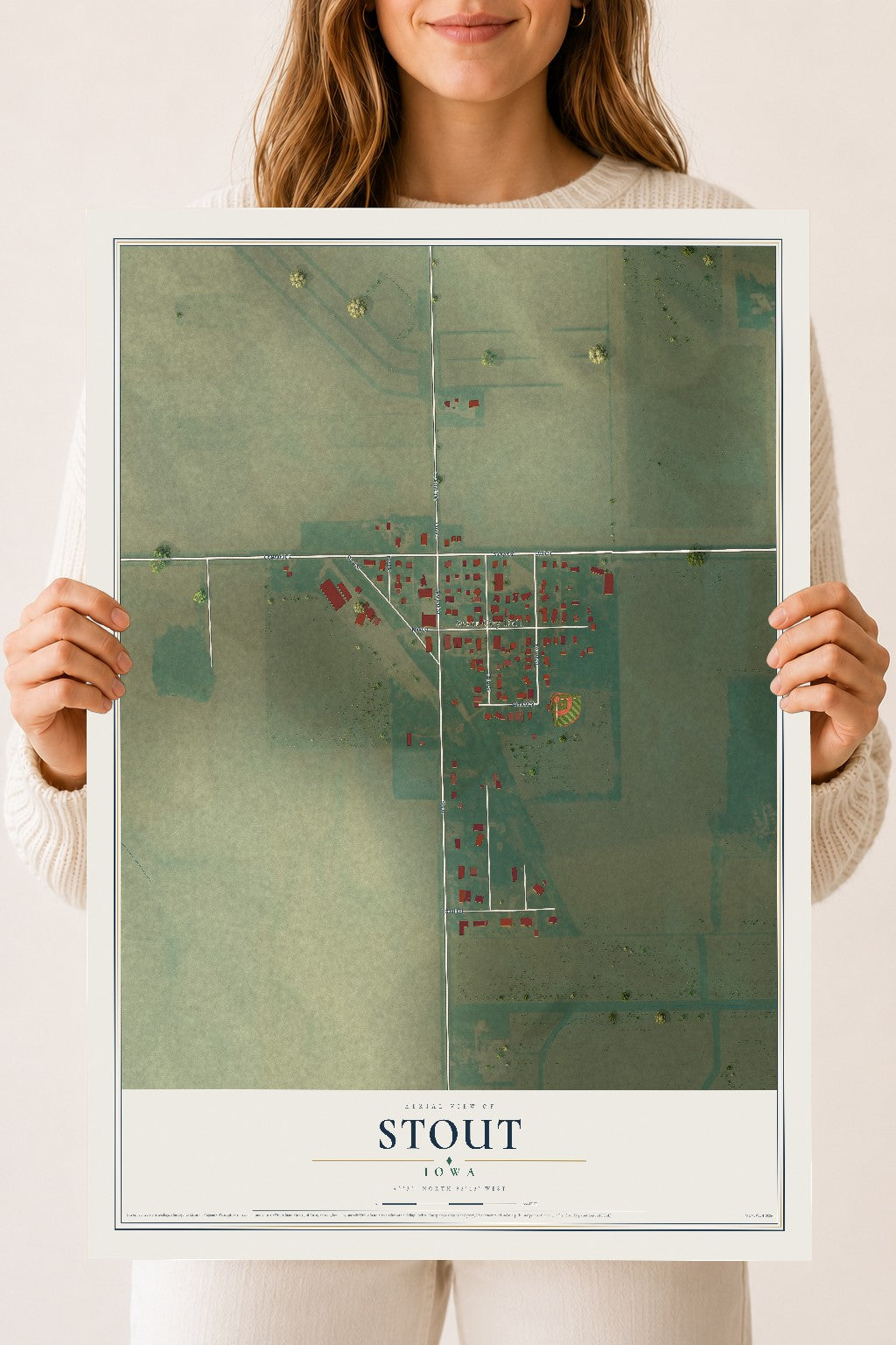 Map of Stout, Iowa, 18 x 24 inch unframed archival matte print
