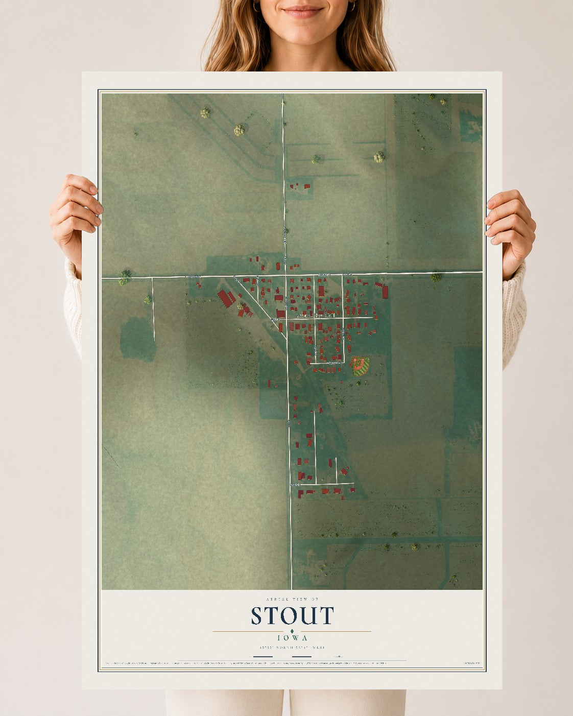 Map of Stout, Iowa, 24 x 36 inch unframed archival matte print
