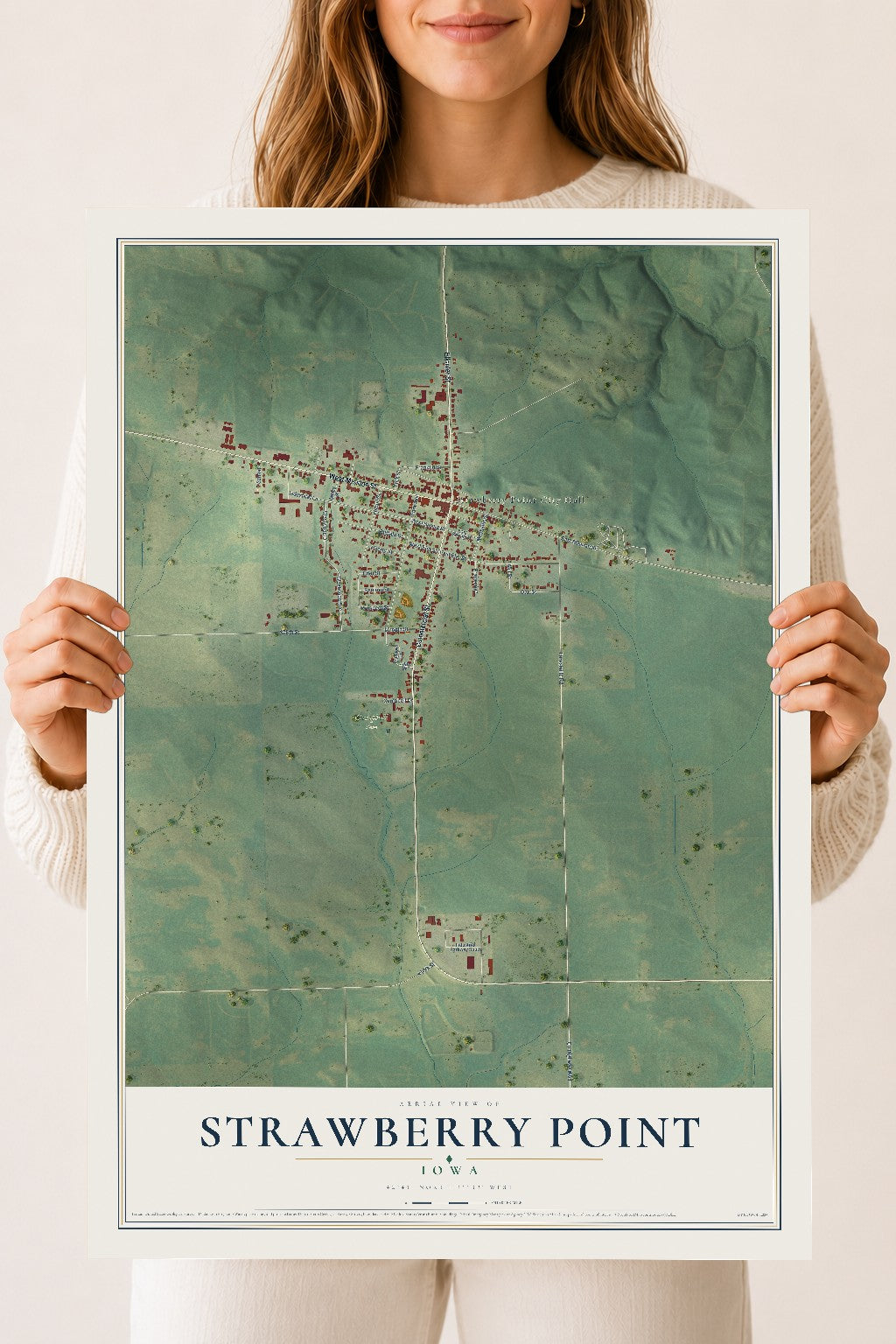Map of Strawberry Point, Iowa, 18 x 24 inch unframed archival matte print
