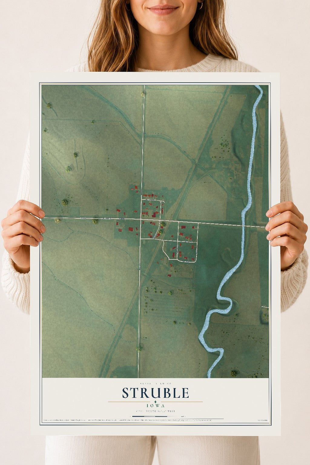 Map of Struble, Iowa, 18 x 24 inch unframed archival matte print