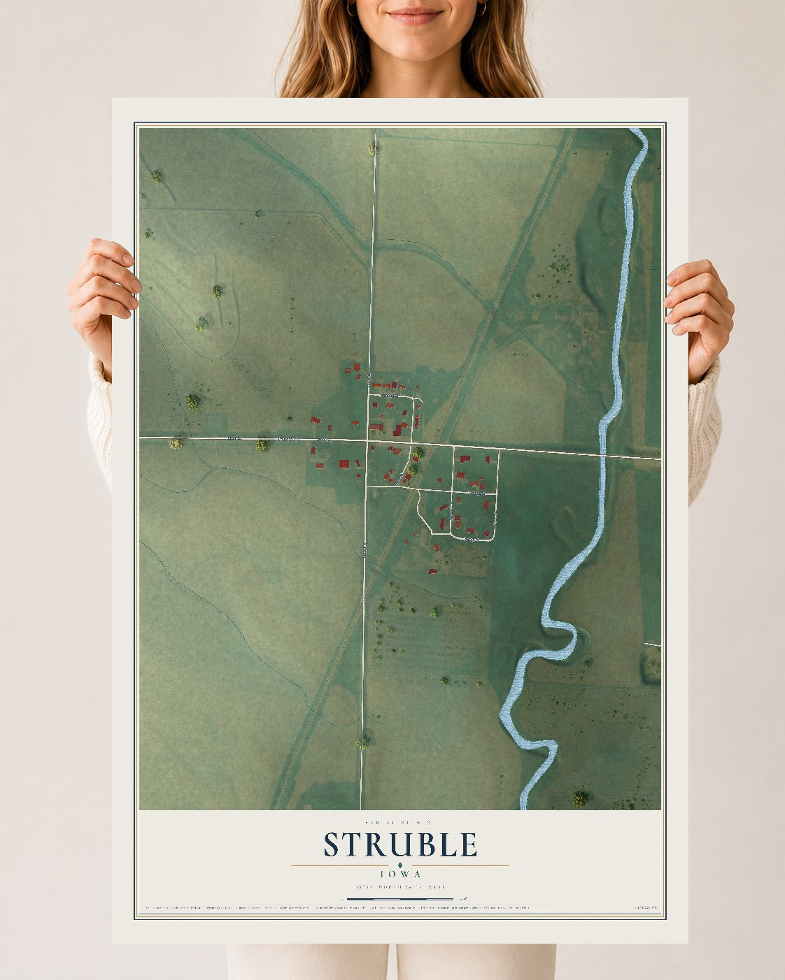Map of Struble, Iowa, 24 x 36 inch unframed archival matte print