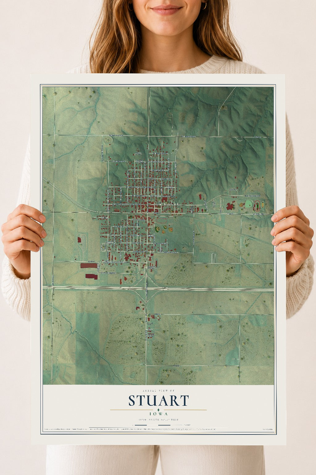 Map of Stuart, Iowa, 18 x 24 inch unframed archival matte print