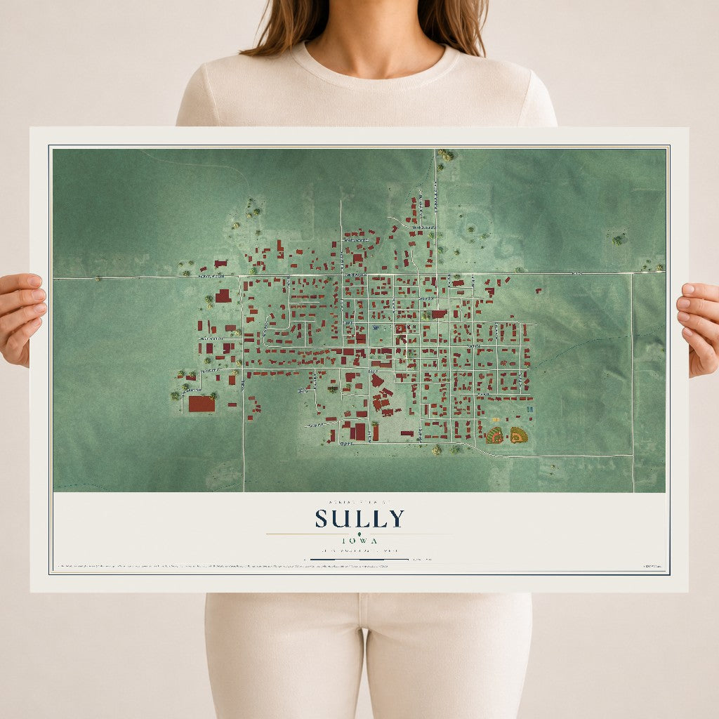 Map of Sully, Iowa, 18 x 24 inch unframed archival matte print