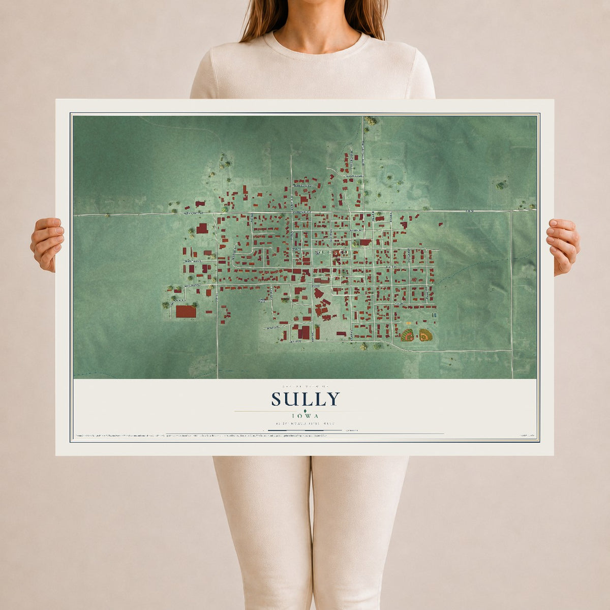 Map of Sully, Iowa, 24 x 36 inch unframed archival matte print