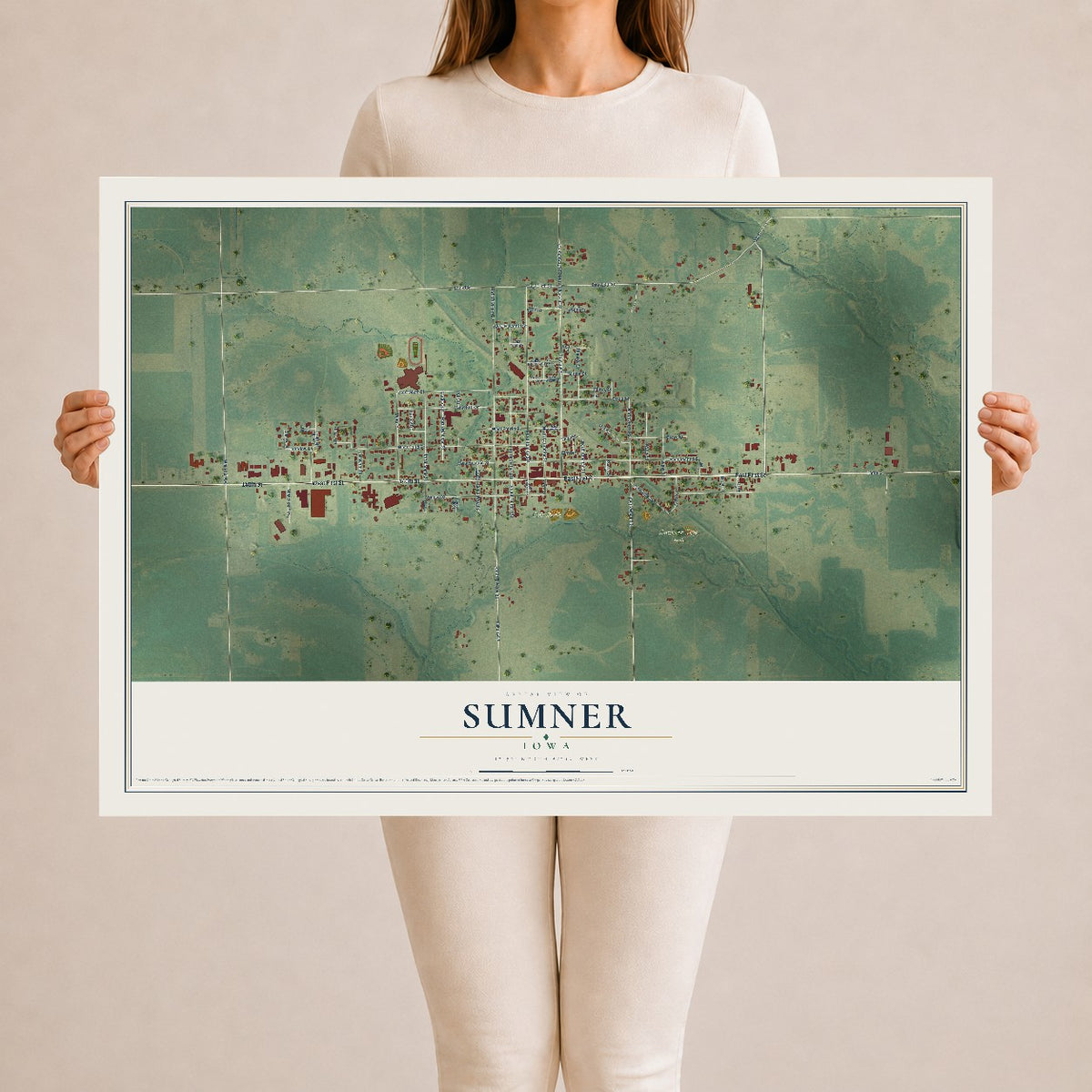 Map of Sumner, Iowa, 24 x 36 inch unframed archival matte print