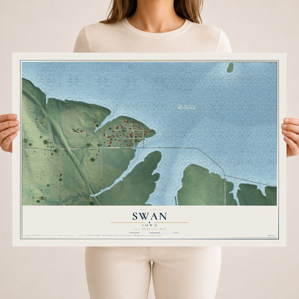 Map of Swan, Iowa, 18 x 24 inch unframed archival matte print