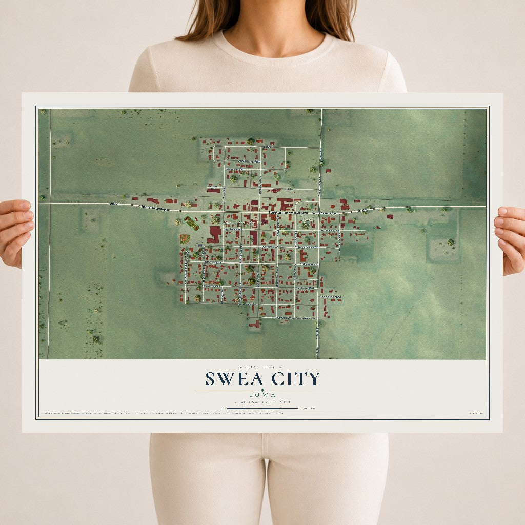 Map of Swea City, Iowa, 18 x 24 inch unframed archival matte print