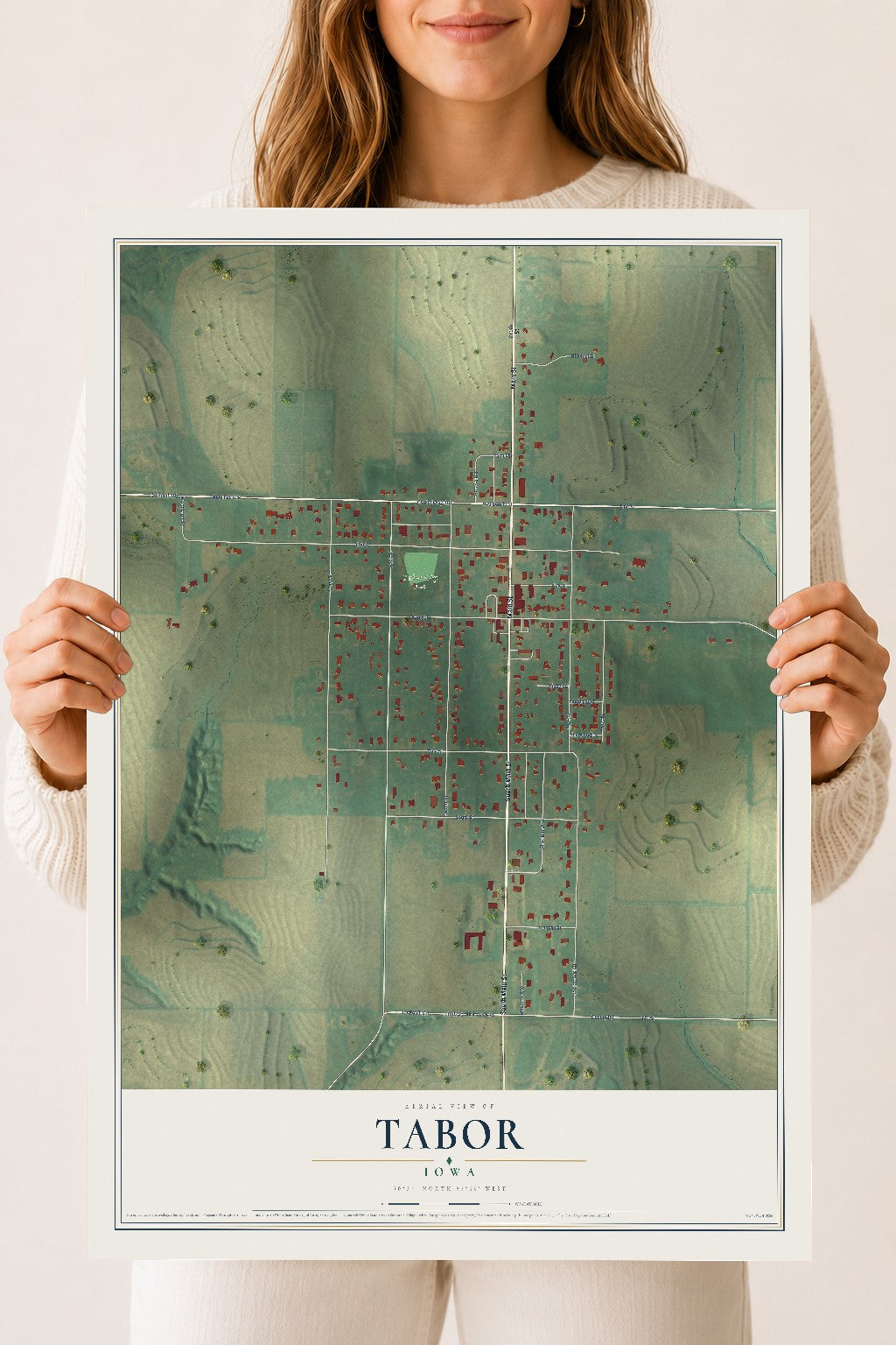Map of Tabor, Iowa, 18 x 24 inch unframed archival matte print